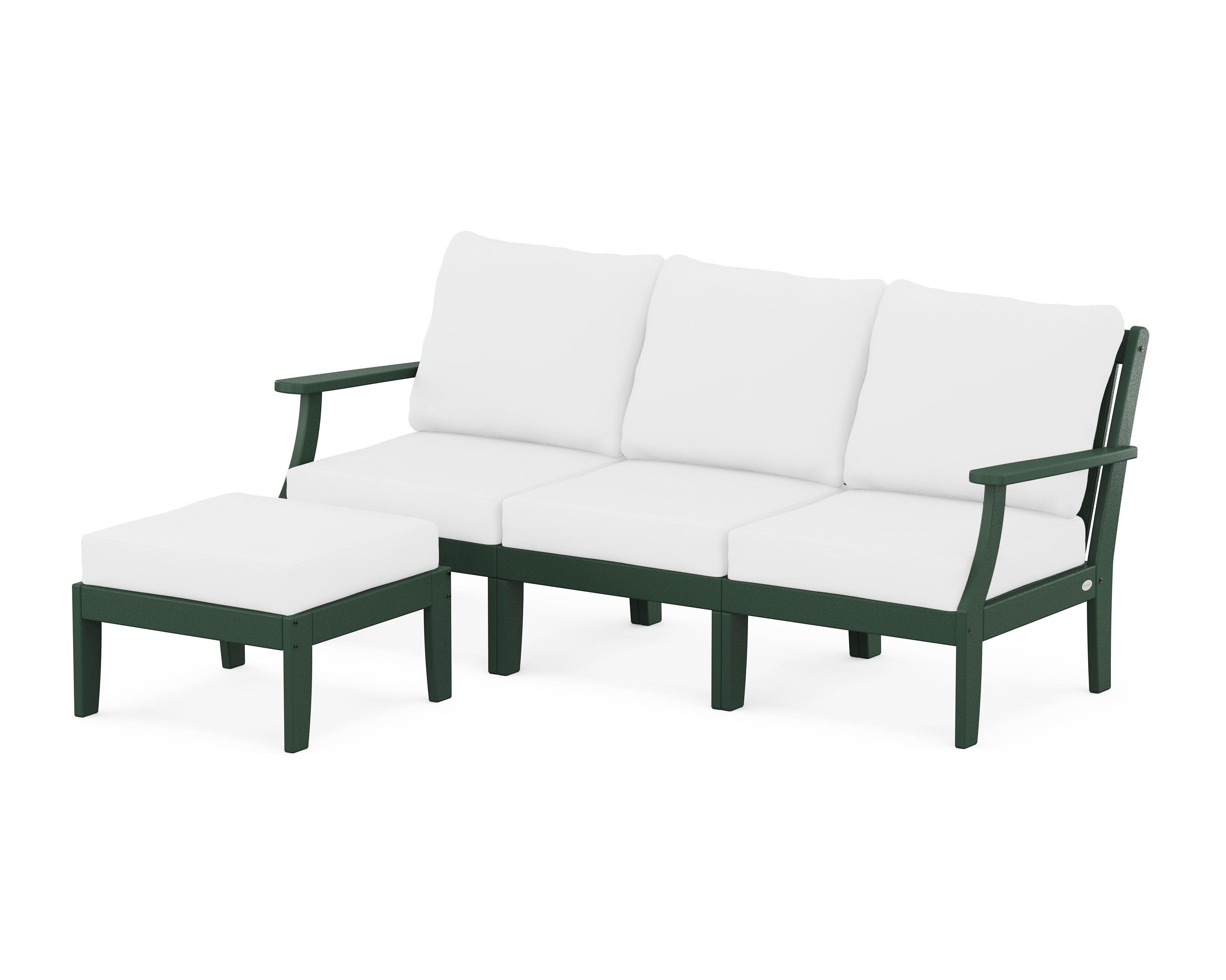 Braxton Modular 4-Piece Deep Seating Set with Ottoman in Green / Natural