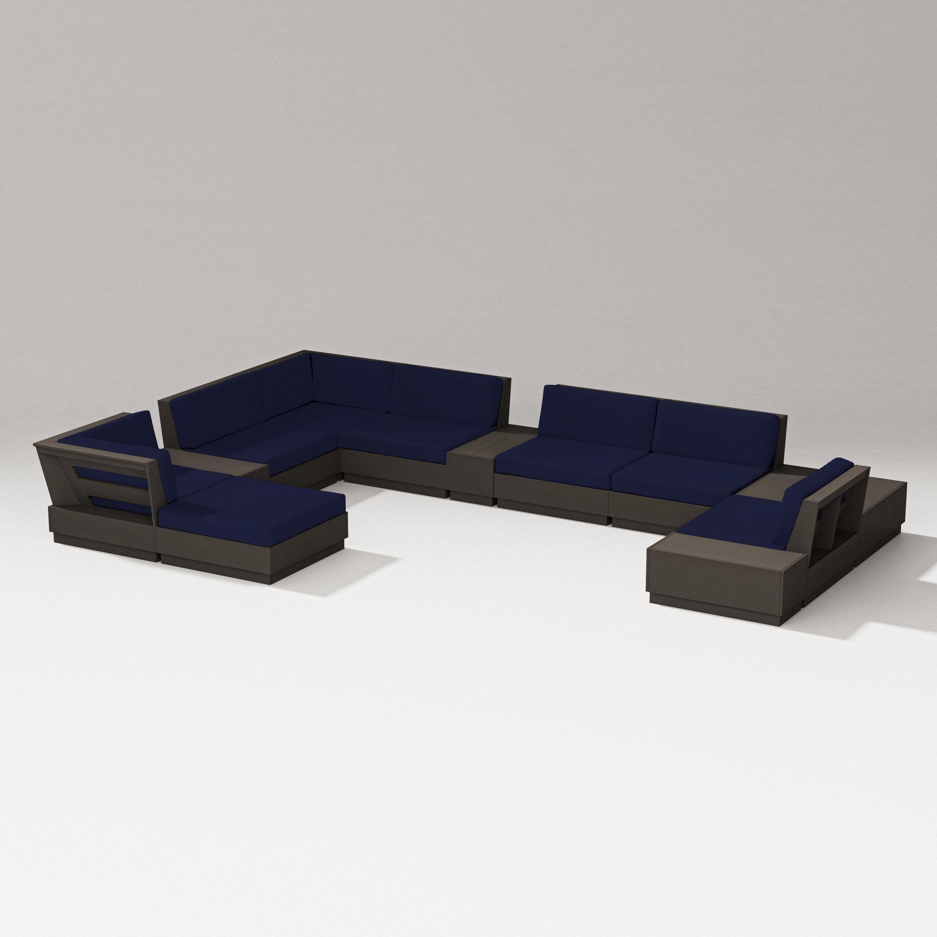 Elevate 12-Piece Conversation Sectional Set in Vintage Coffee / Navy