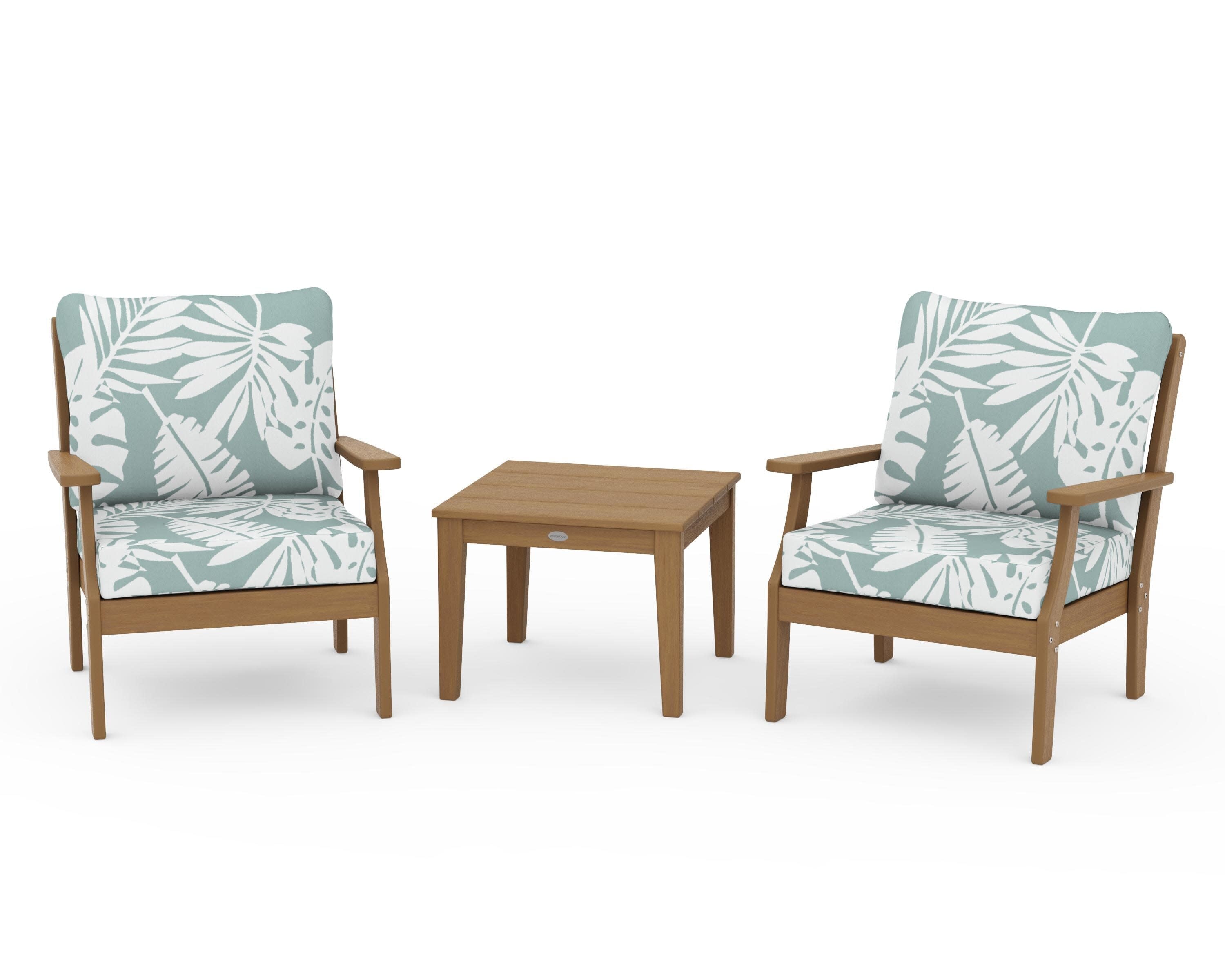 Braxton 3-Piece Deep Seating Set in Natural / Leaf Glacier Spa