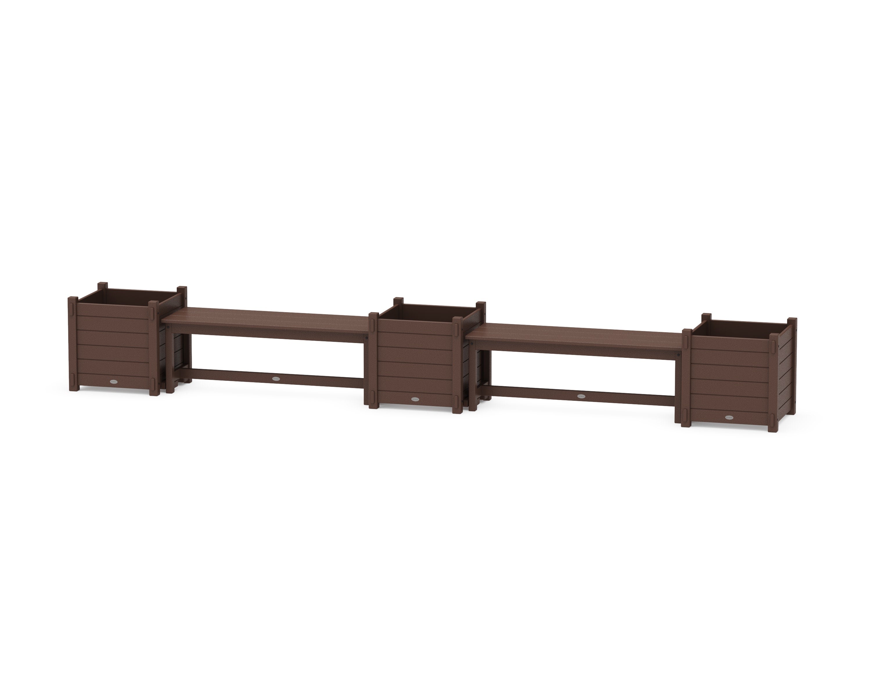 48" Nautical Straight Double Planter Bench Set - Large in Mahogany