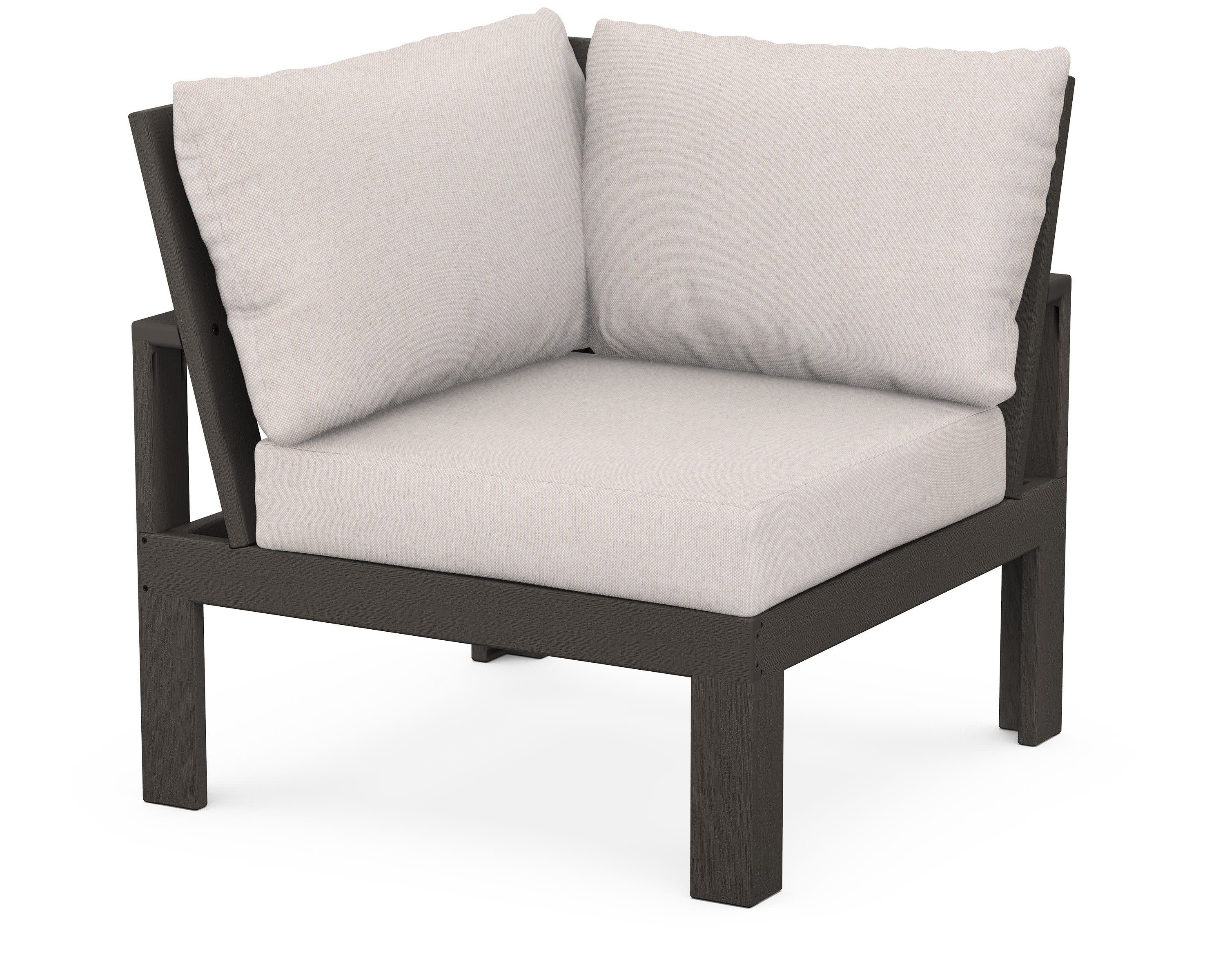 Modular Corner Chair in Vintage Coffee / Dune Burlap