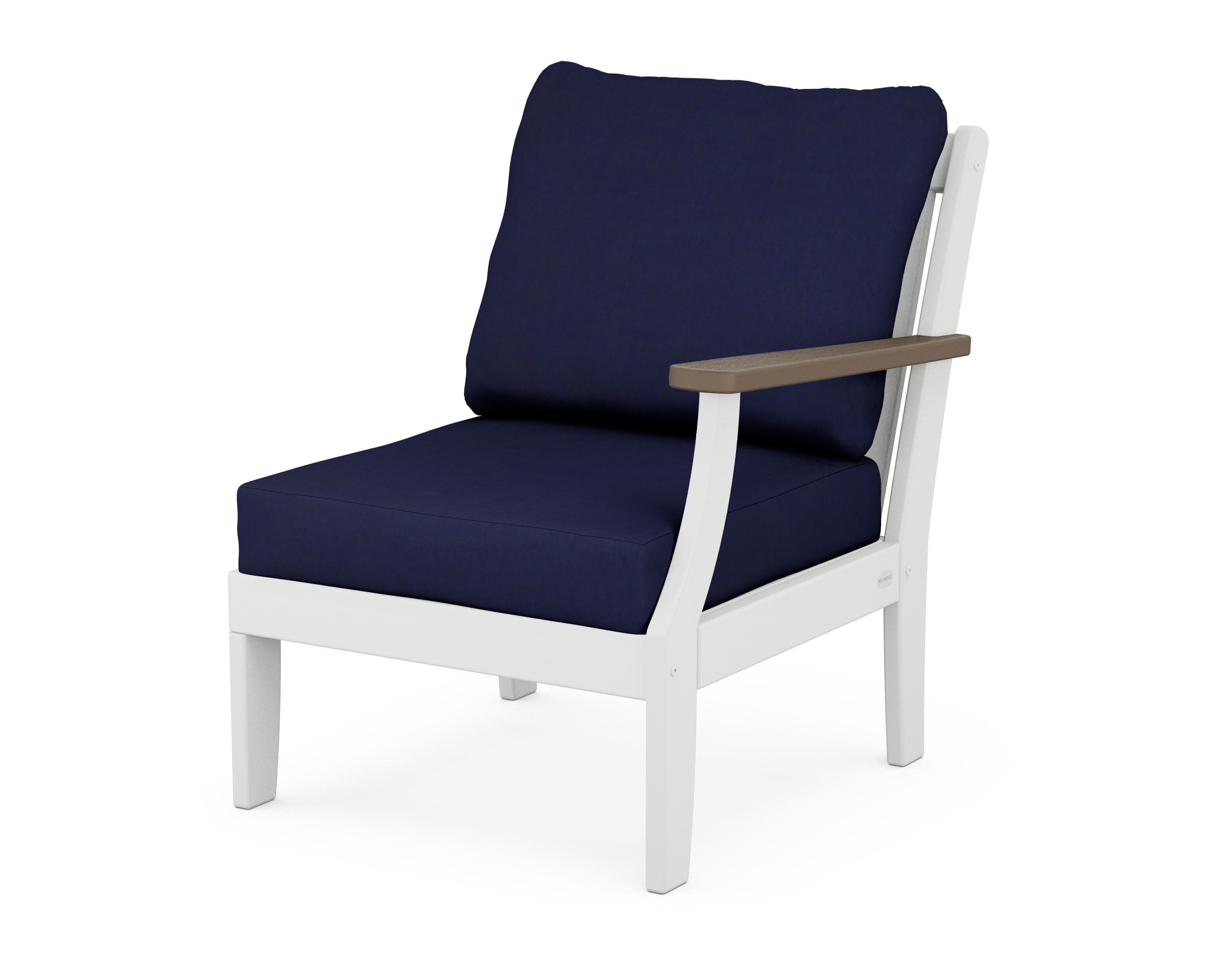 Braxton Modular Right Arm Chair in White / Kona / Navy