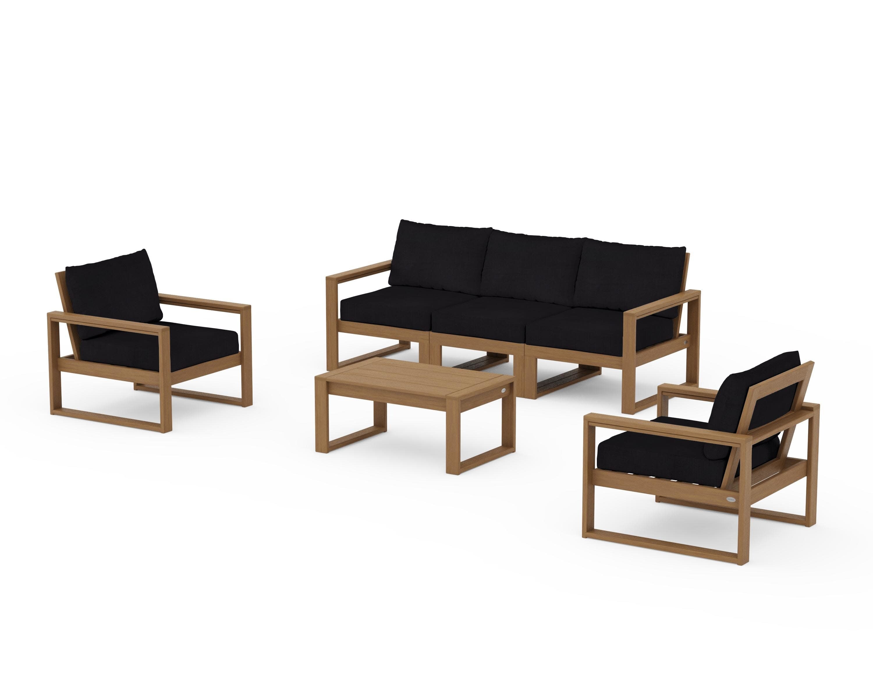 EDGE Sectional 4-Piece Deep Seating Set with Sofa in Natural / Midnight Linen