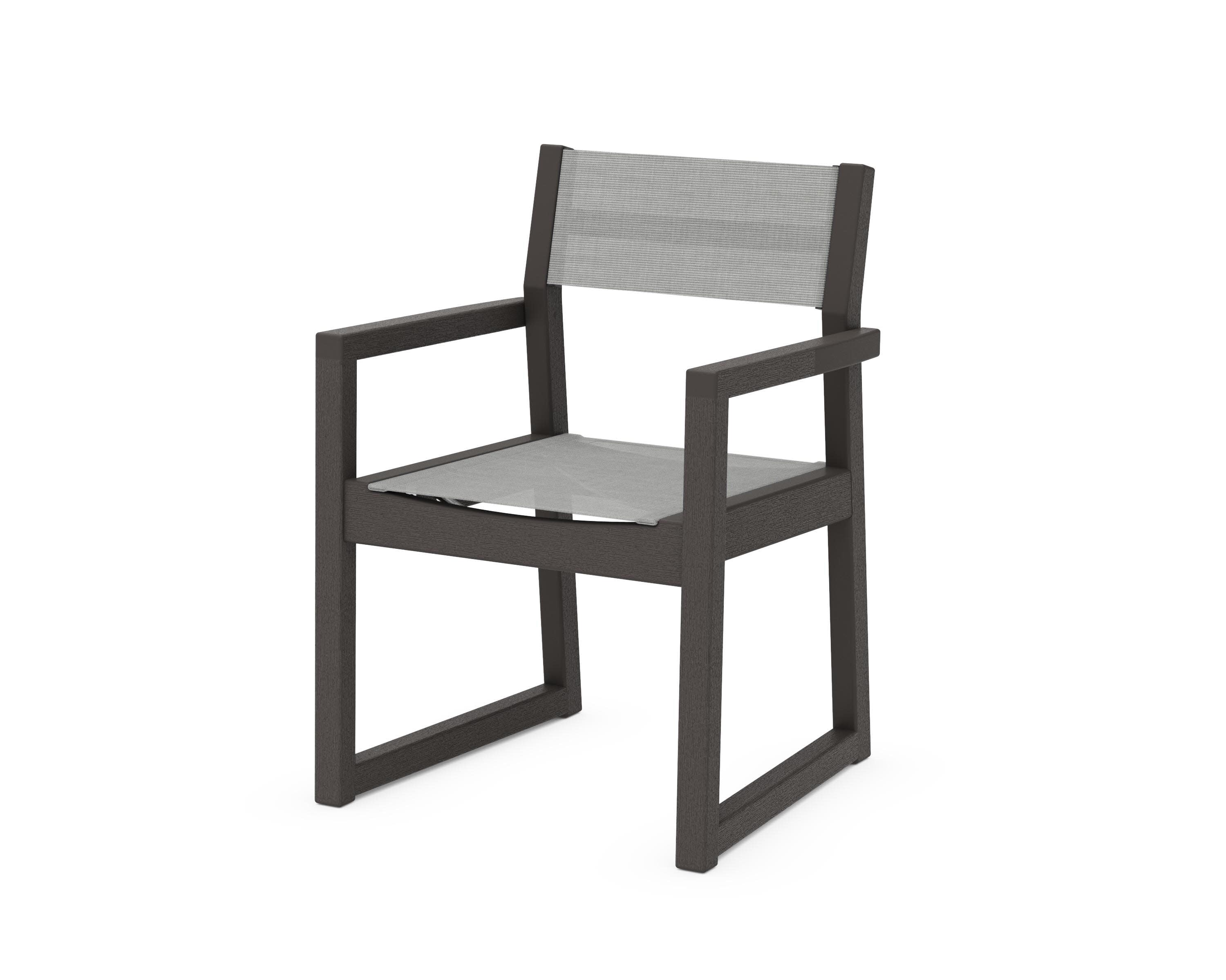 EDGE Sling Dining Arm Chair in Vintage Coffee / Metallic Sling