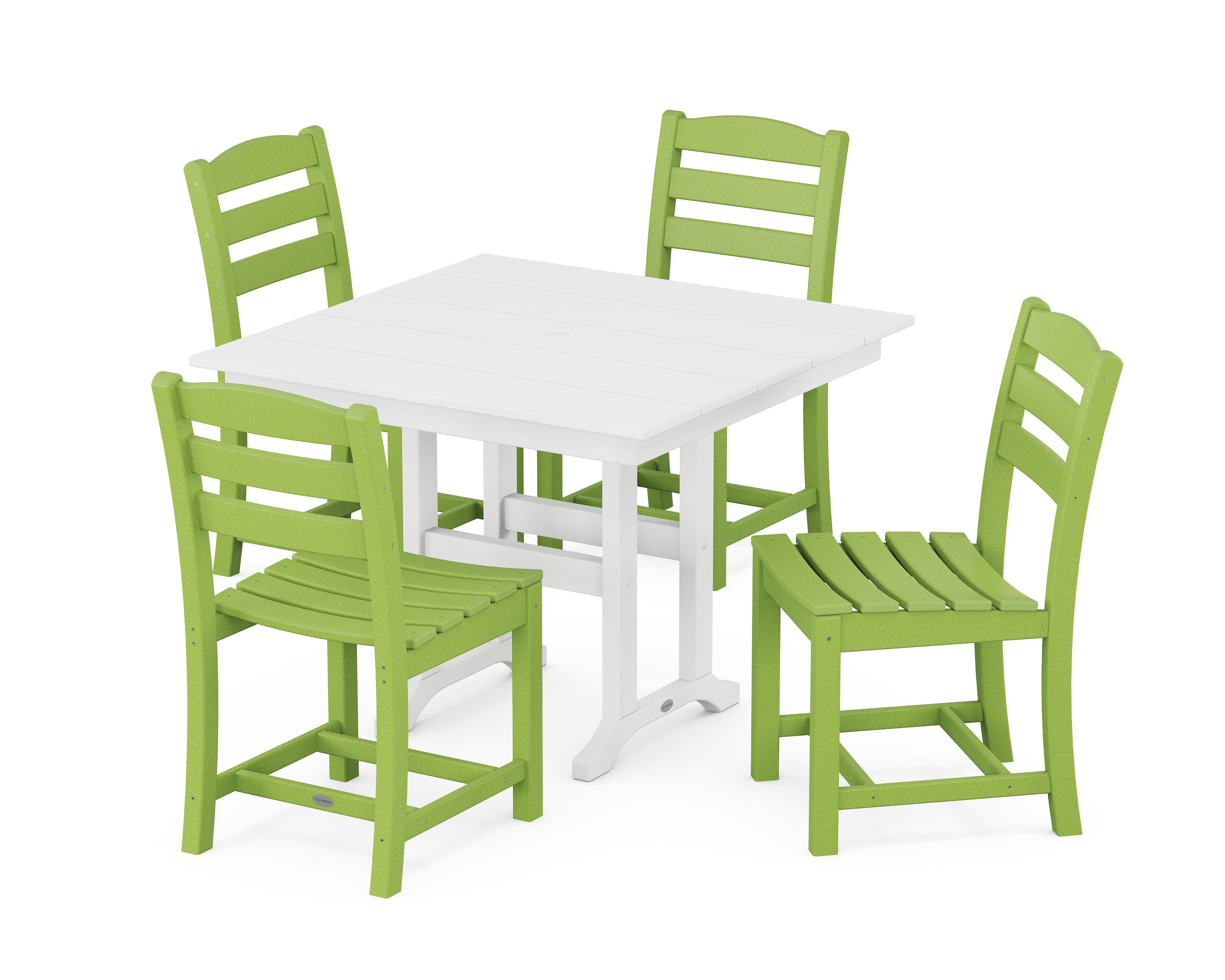 La Casa Caf Side Chair 5-Piece Farmhouse Dining Set in Lime / White