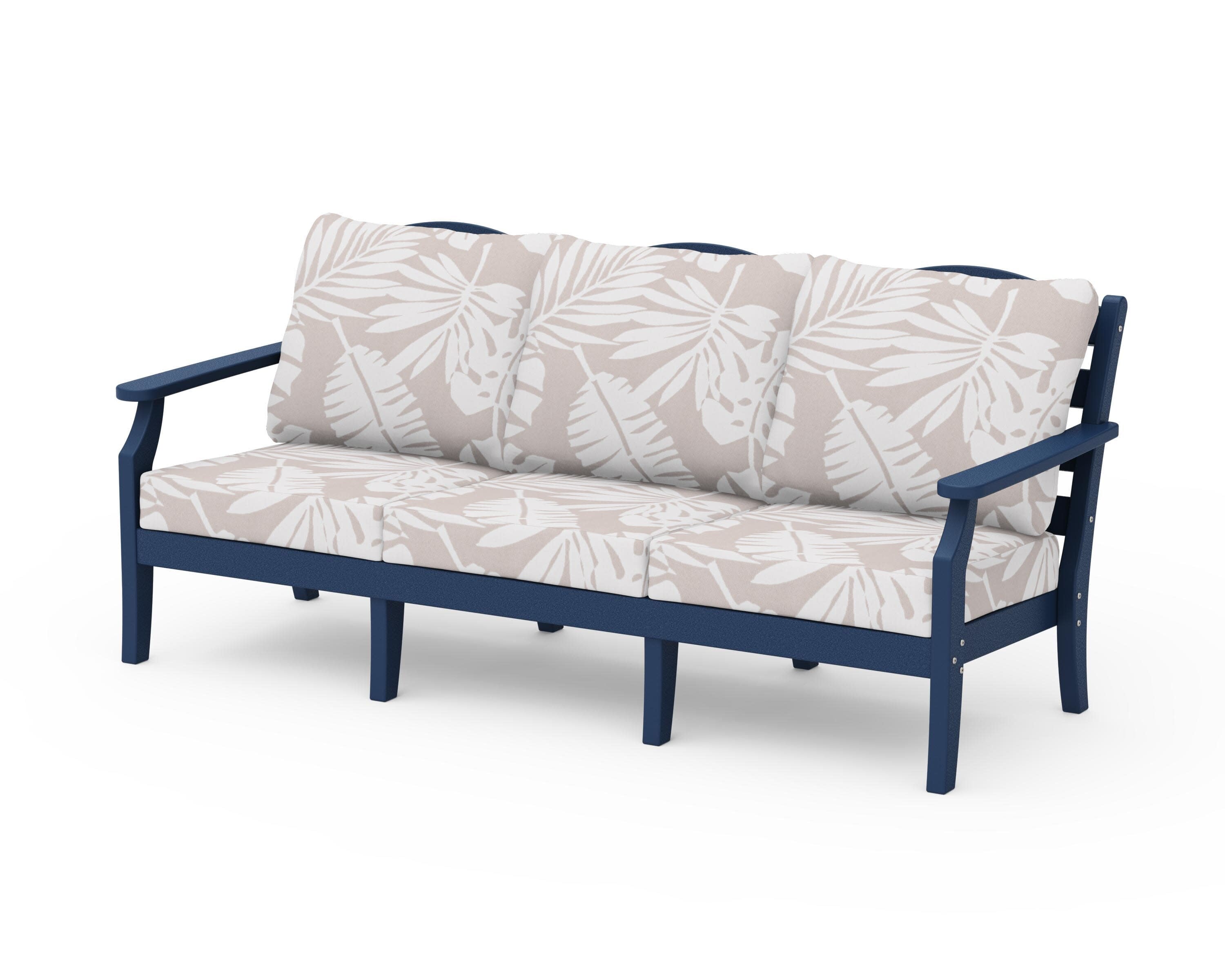 Savannah Deep Seating Sofa in Navy / Leaf Dune Burlap