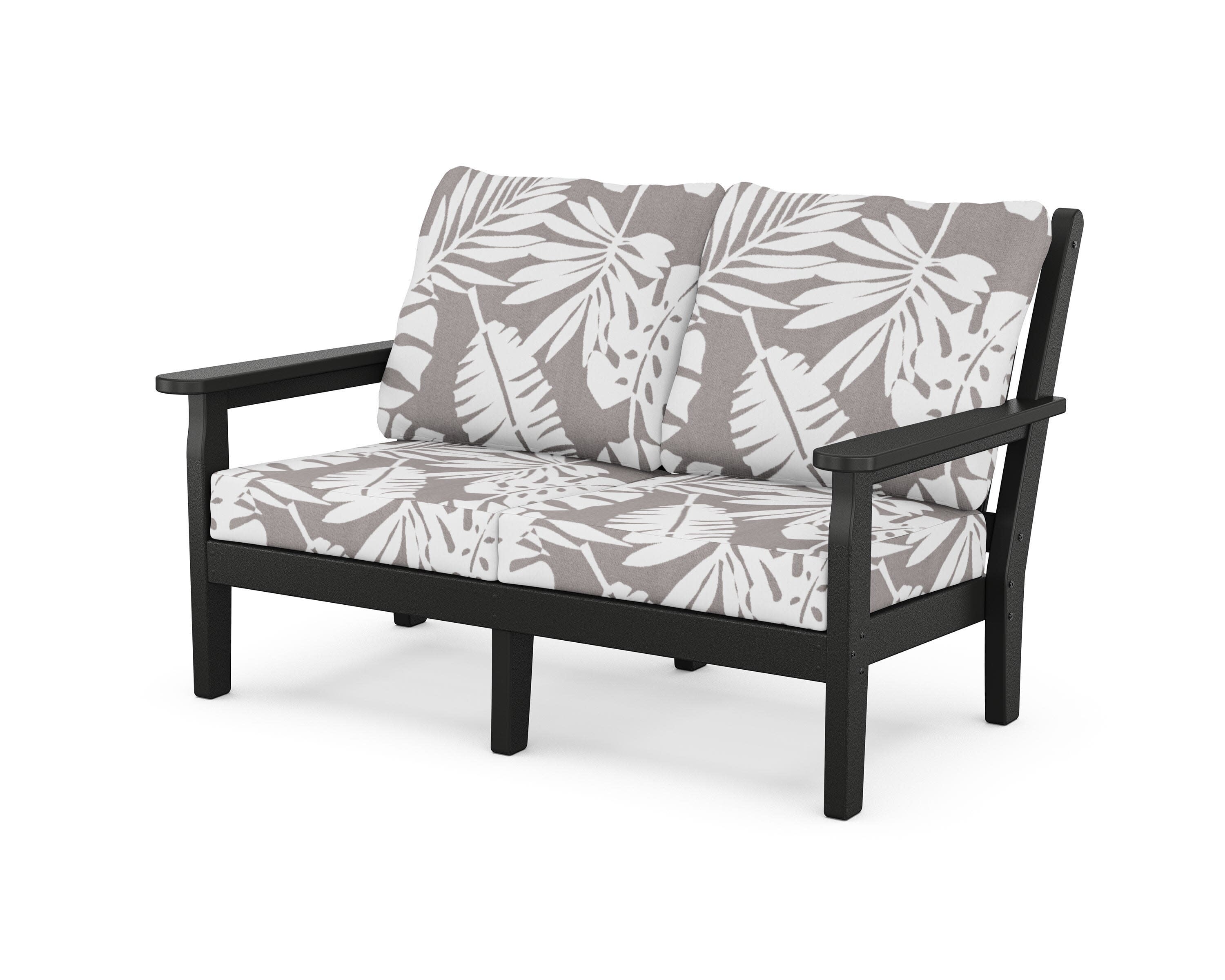Chippendale Deep Seating Loveseat in Black / Leaf Grey Mist