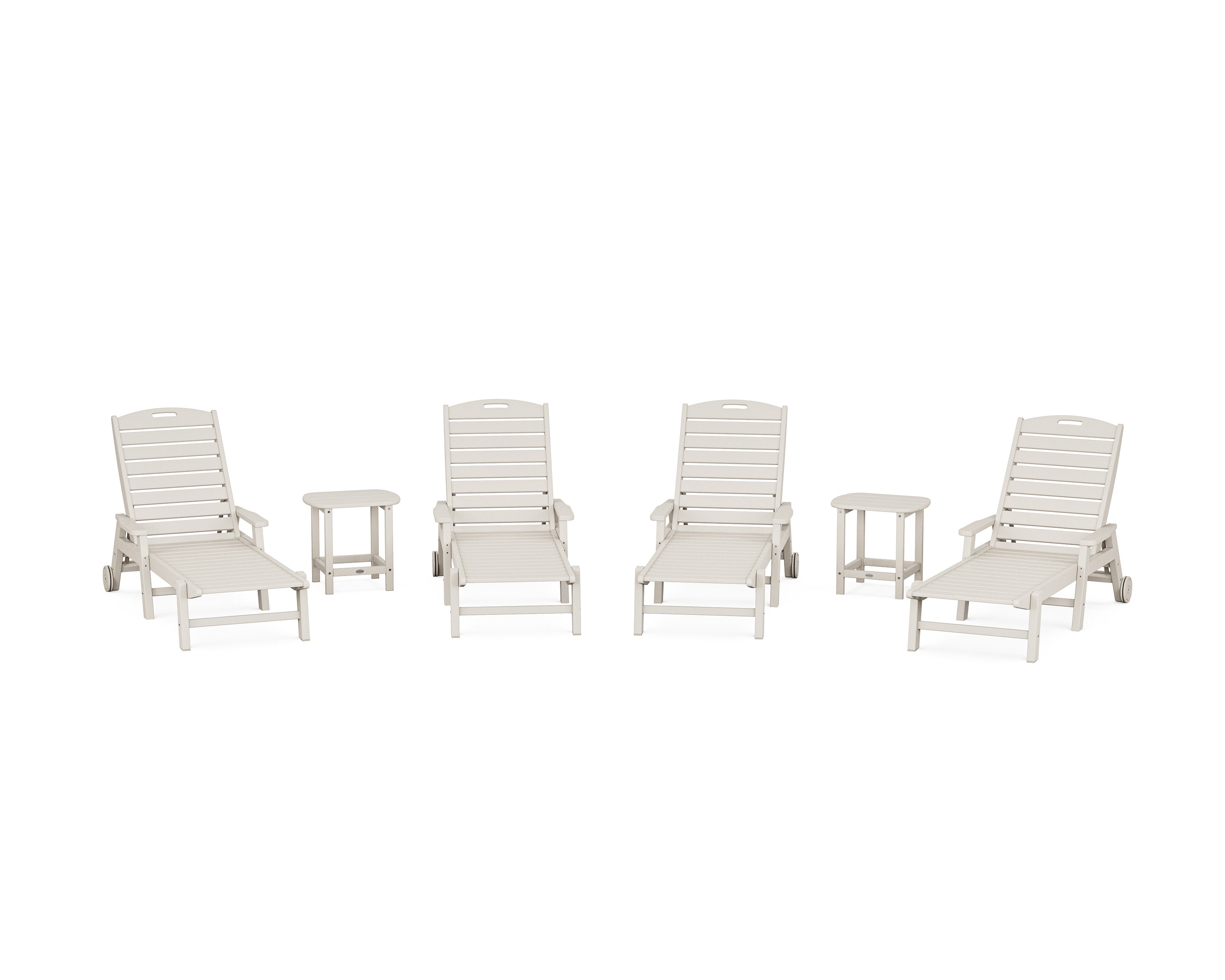 Nautical Chaise 6-Piece Set with Arms & Wheels in Sand