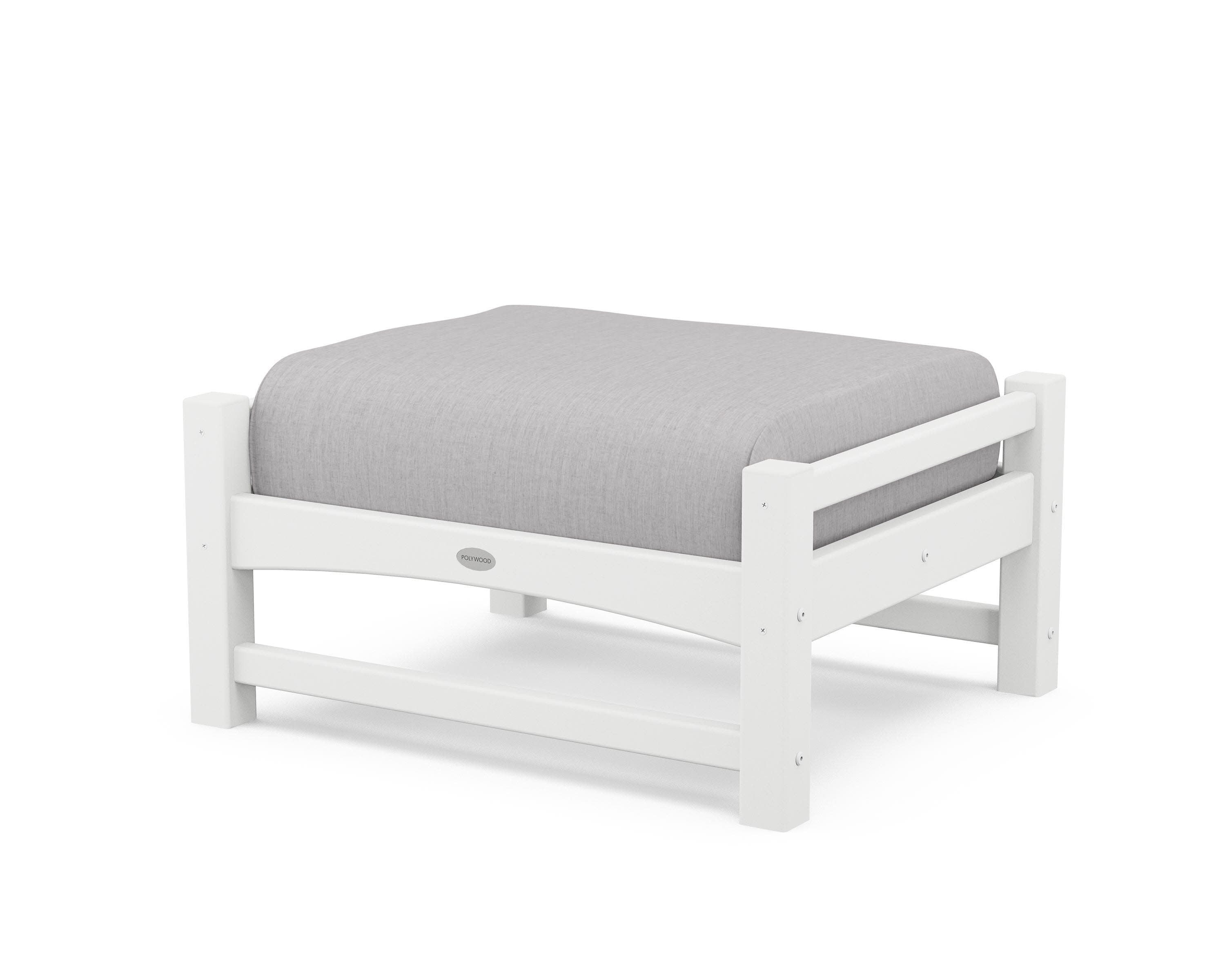 Club Ottoman in White / Granite