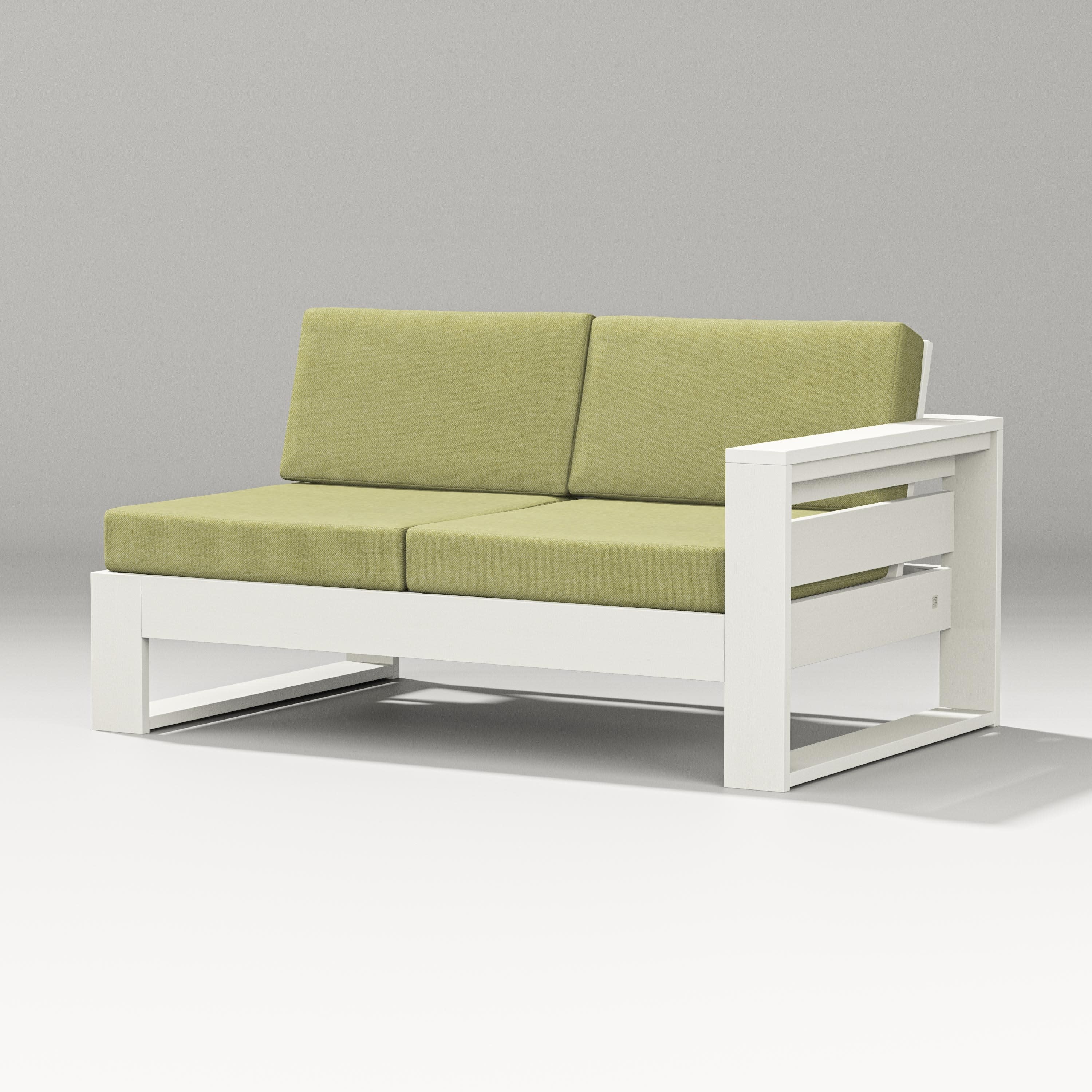 Latitude Modular Right Arm Loveseat in Vintage White / Chartreuse Boucle