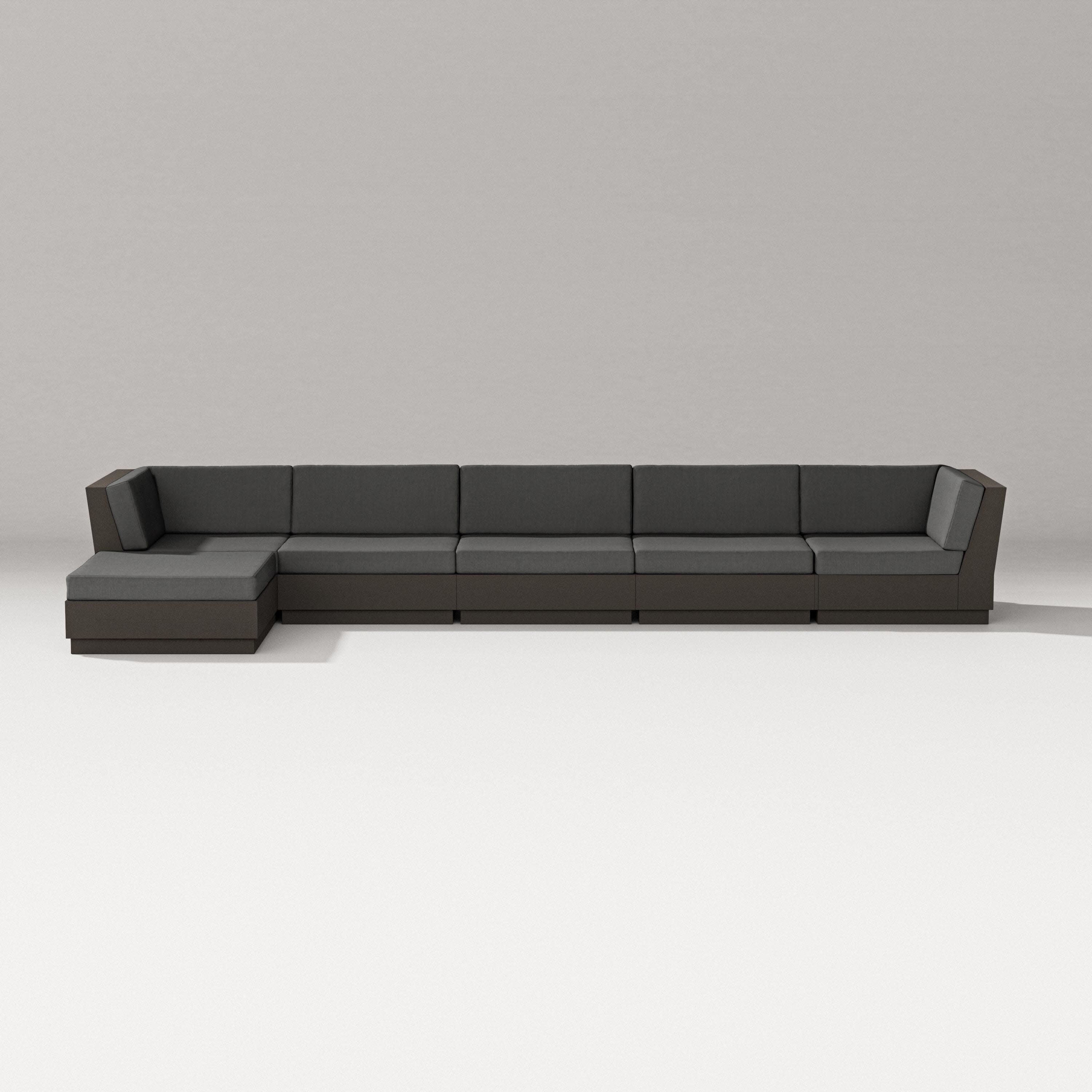 Elevate 6-Piece Chaise Sectional in Vintage Coffee / Spectrum Carbon