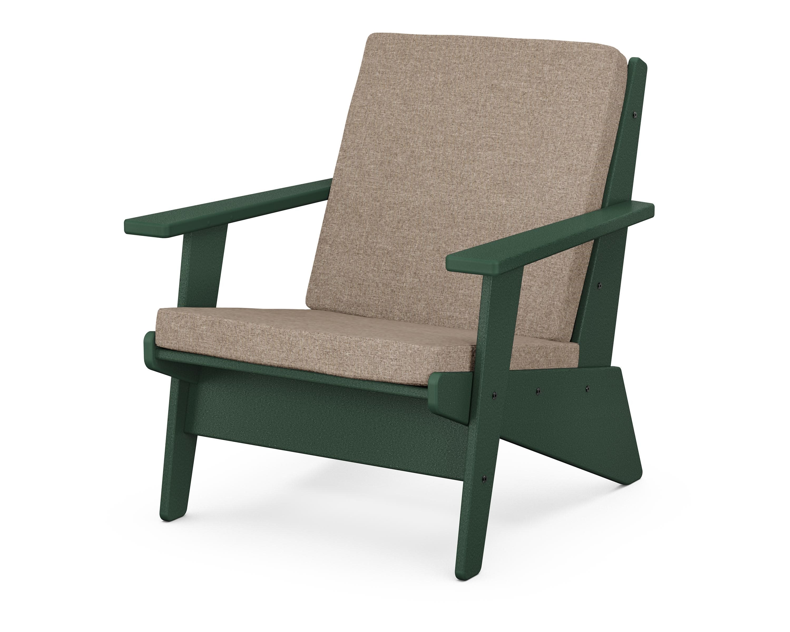Riviera Modern Lounge Chair in Green / Spiced Burlap