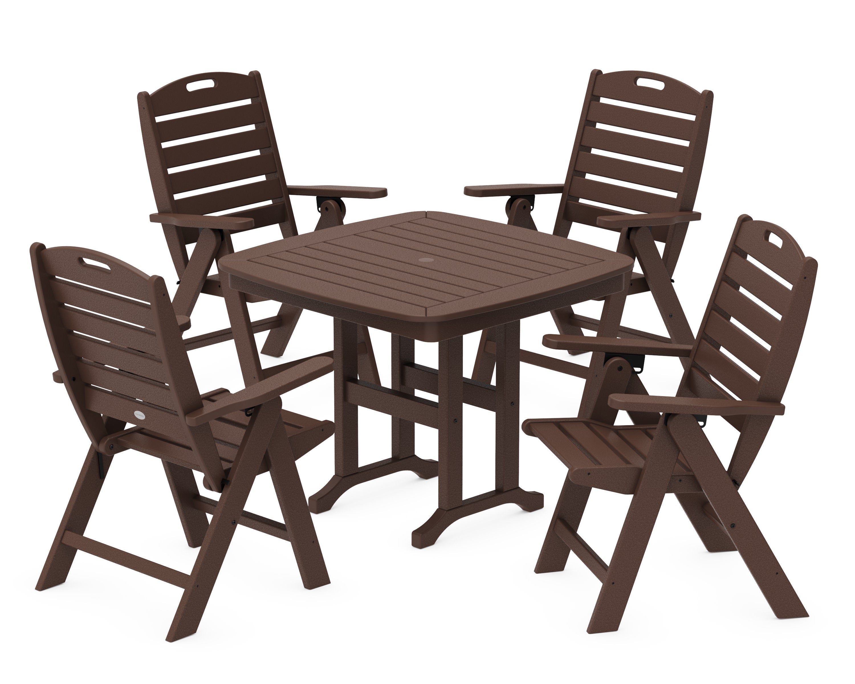 Nautical Folding Highback Chair 5-Piece Dining Set in Mahogany