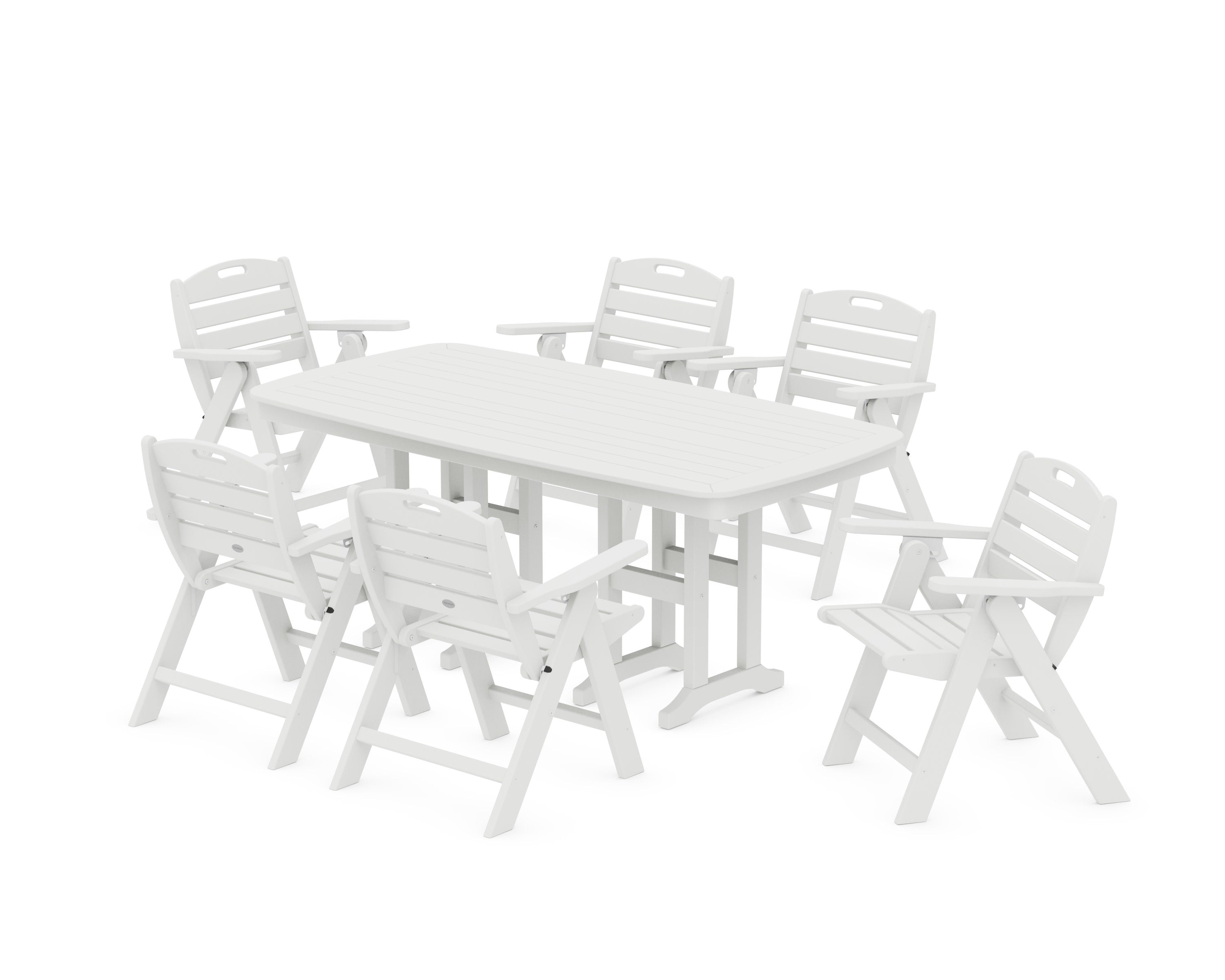 Nautical Lowback 7-Piece Dining Set in White