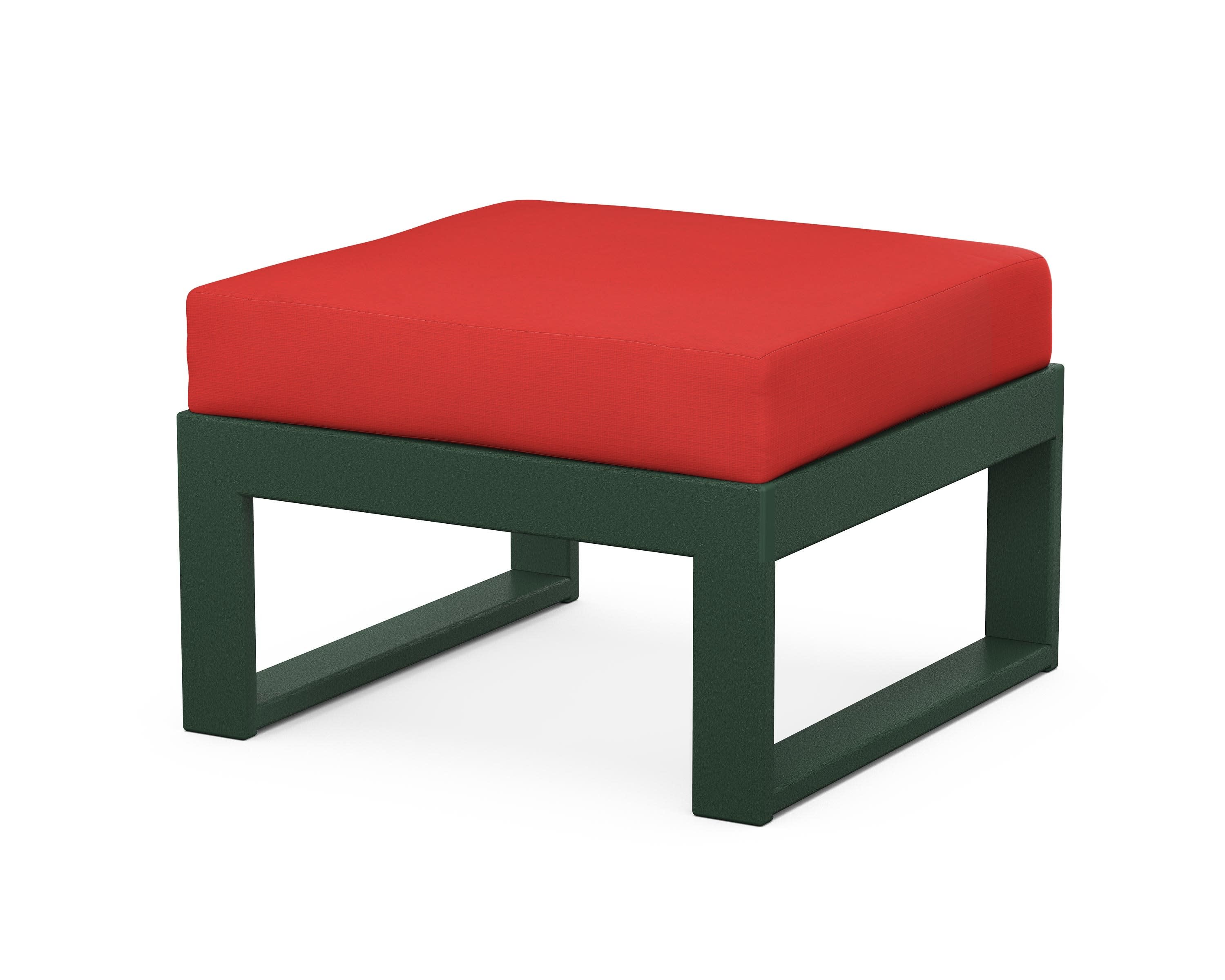 Modular Ottoman - Modern in Green / Crimson Linen