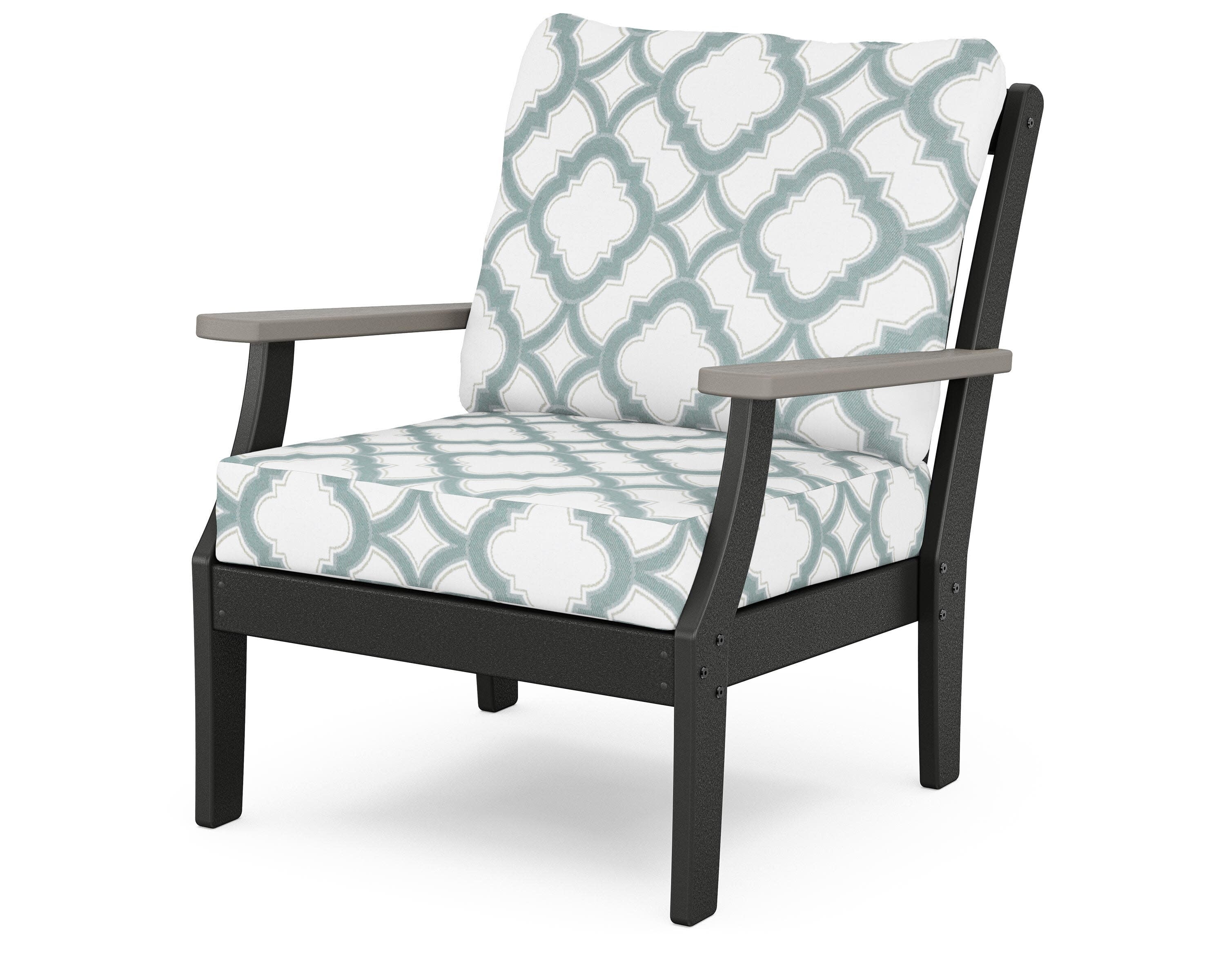 Braxton Deep Seating Chair in Black / Driftwood / Trellis Glacier Spa