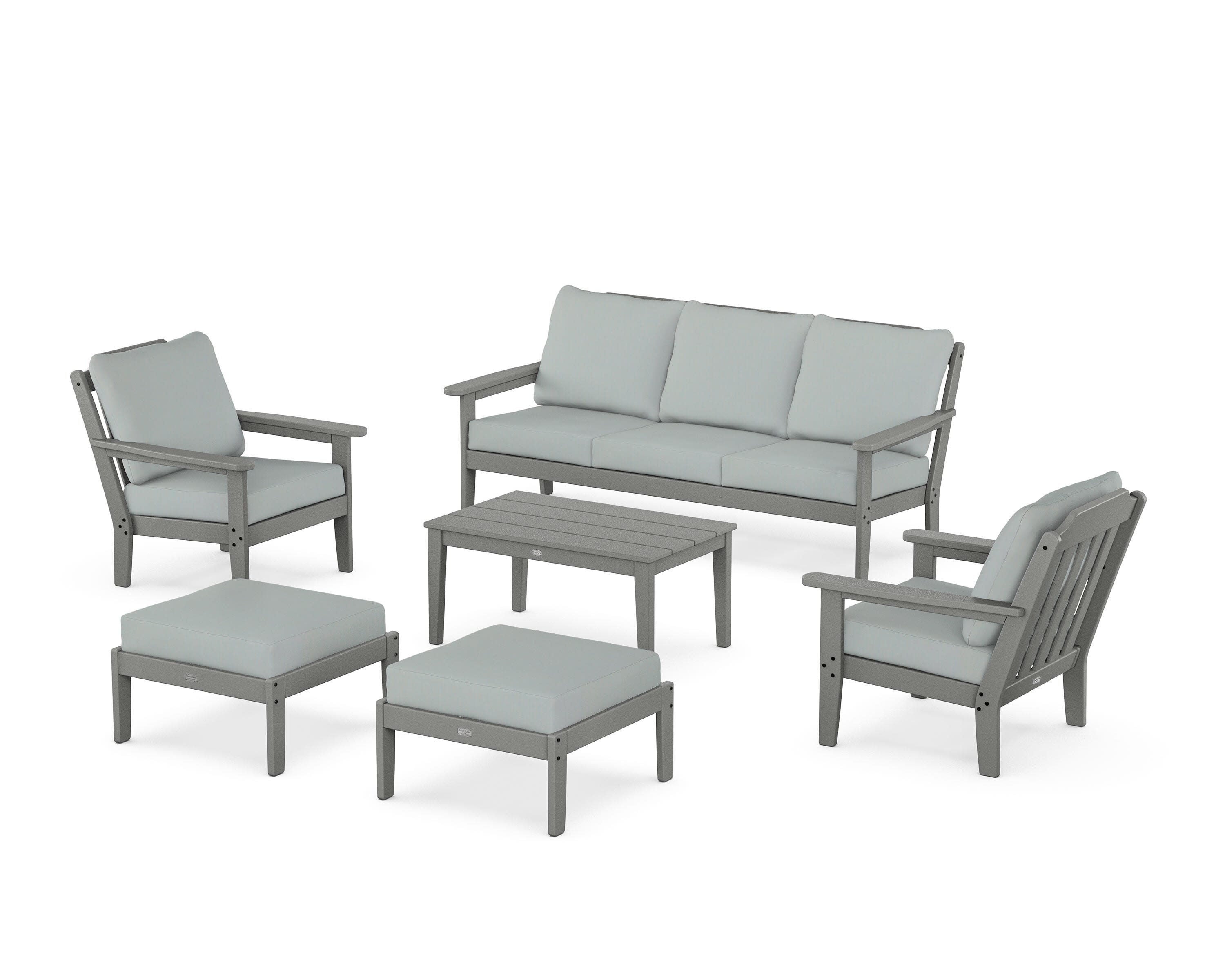 Cottage 6-Piece Lounge Sofa Set in Slate Grey / Spa