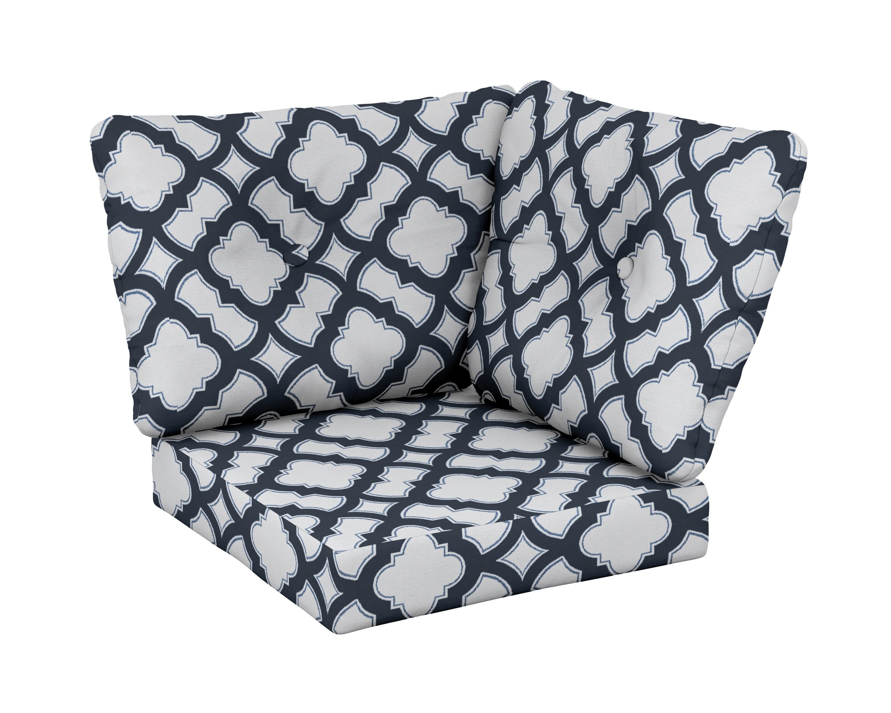 Modular Corner Cushion in Trellis Marine Indigo