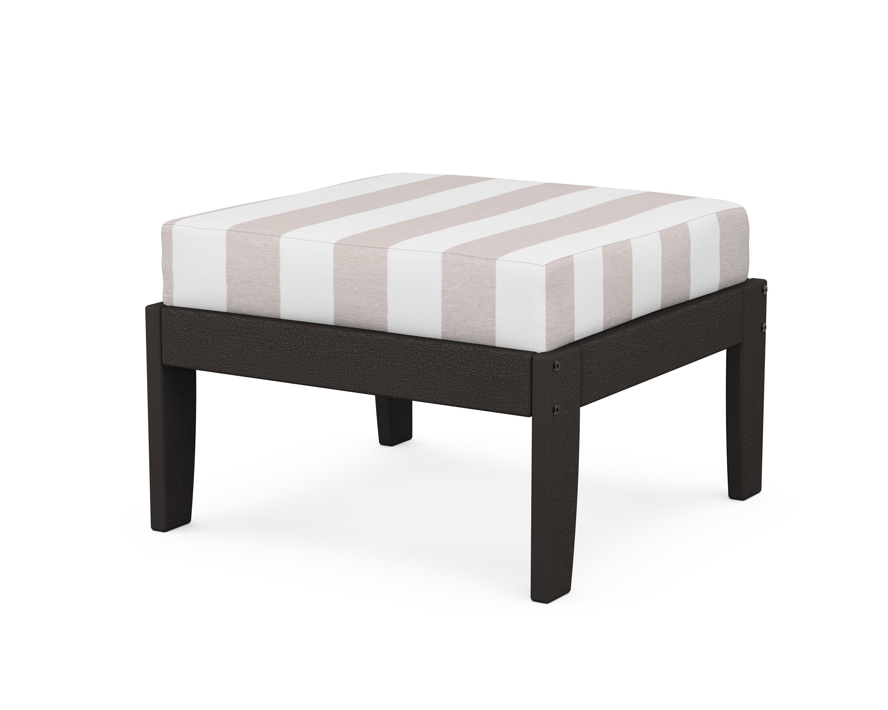 Modular Ottoman - Classic in Vintage Coffee / Cabana Stripe Dune Burlap