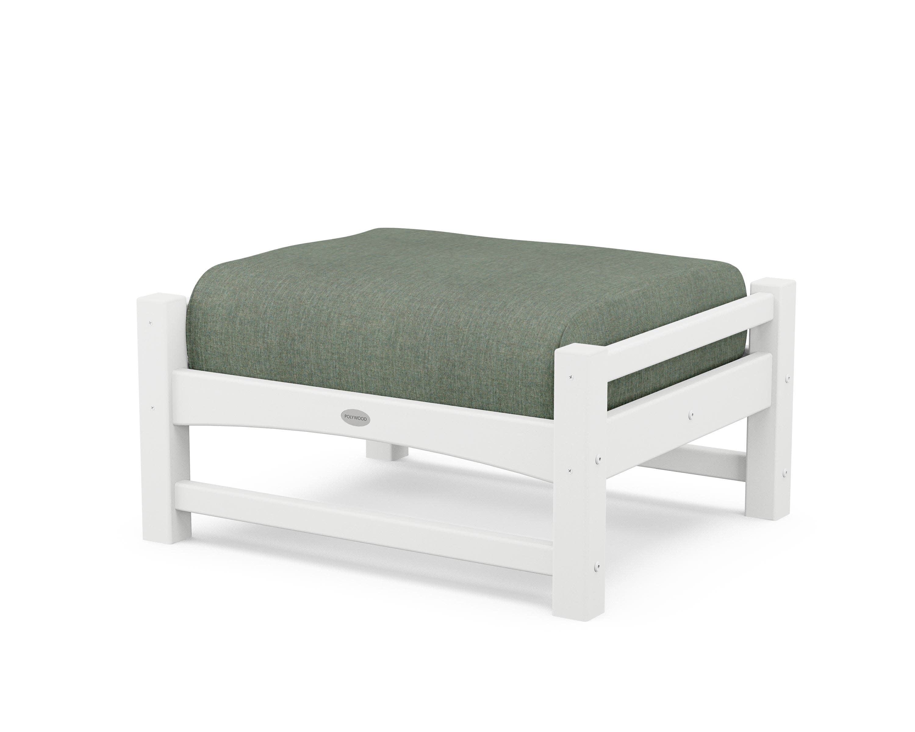 Club Ottoman in White / Cast Sage
