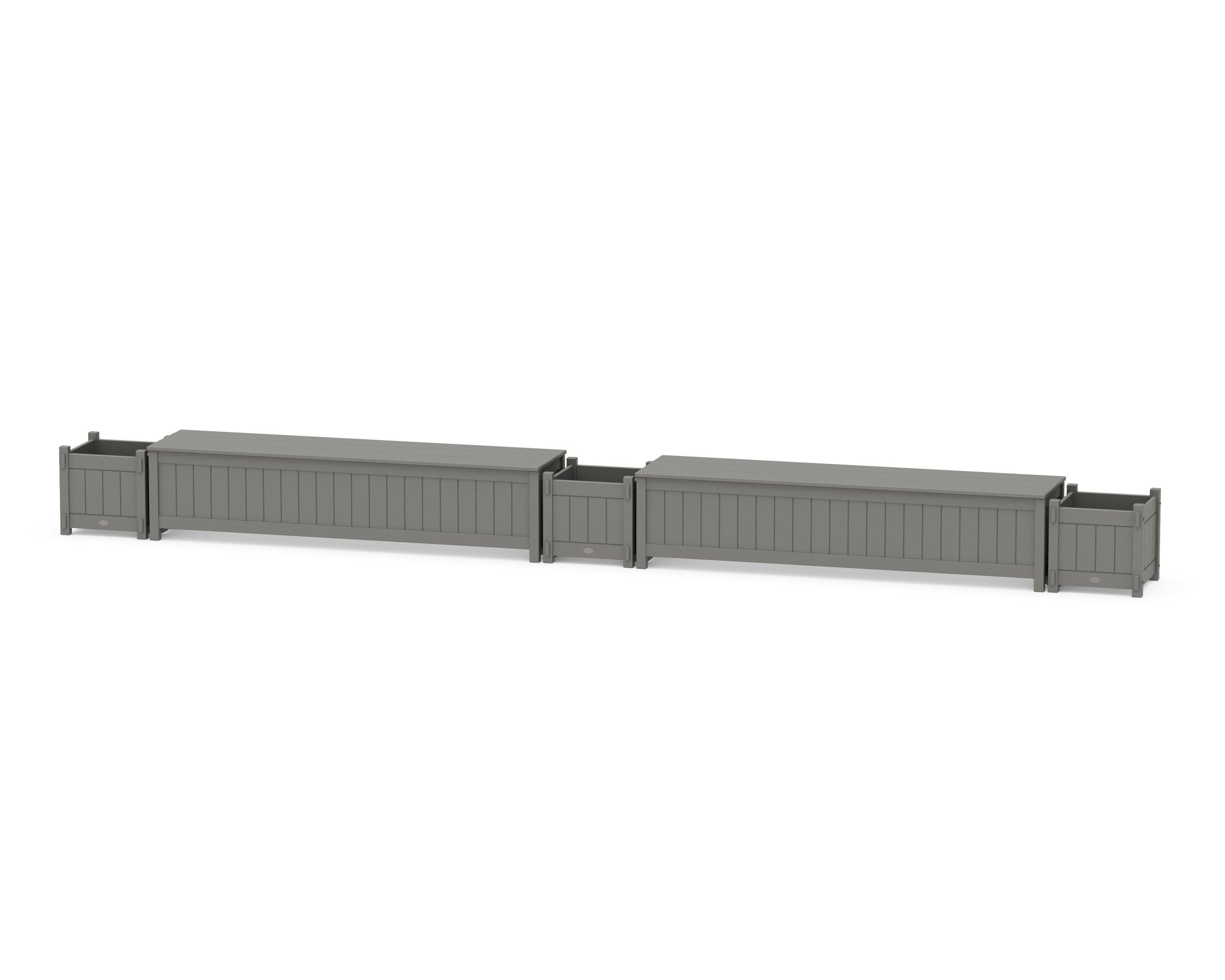 72" Vineyard Straight Double Planter Storage Bench Set in Slate Grey