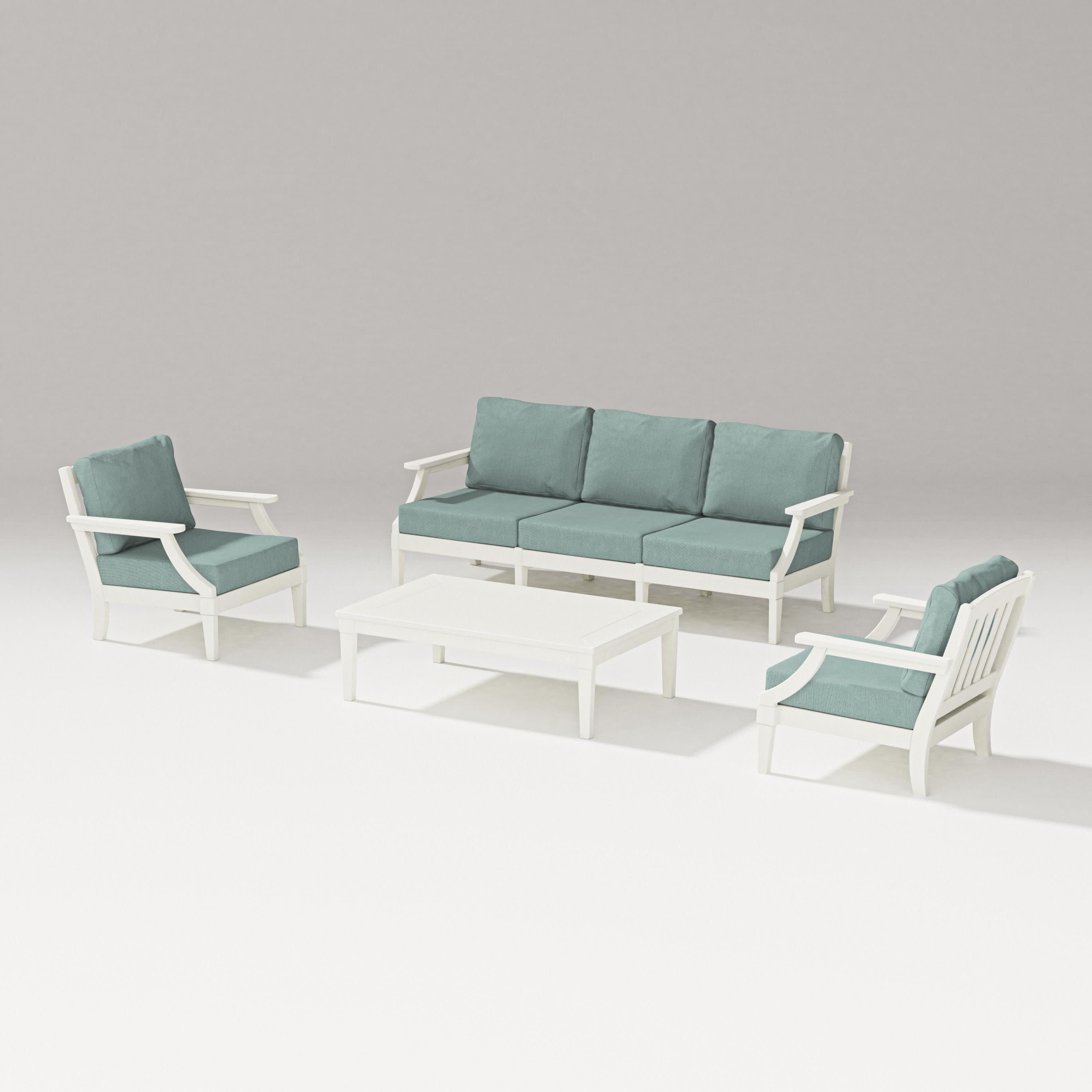 Estate 4-Piece Lounge Sofa Set in Vintage White / Glacier Spa