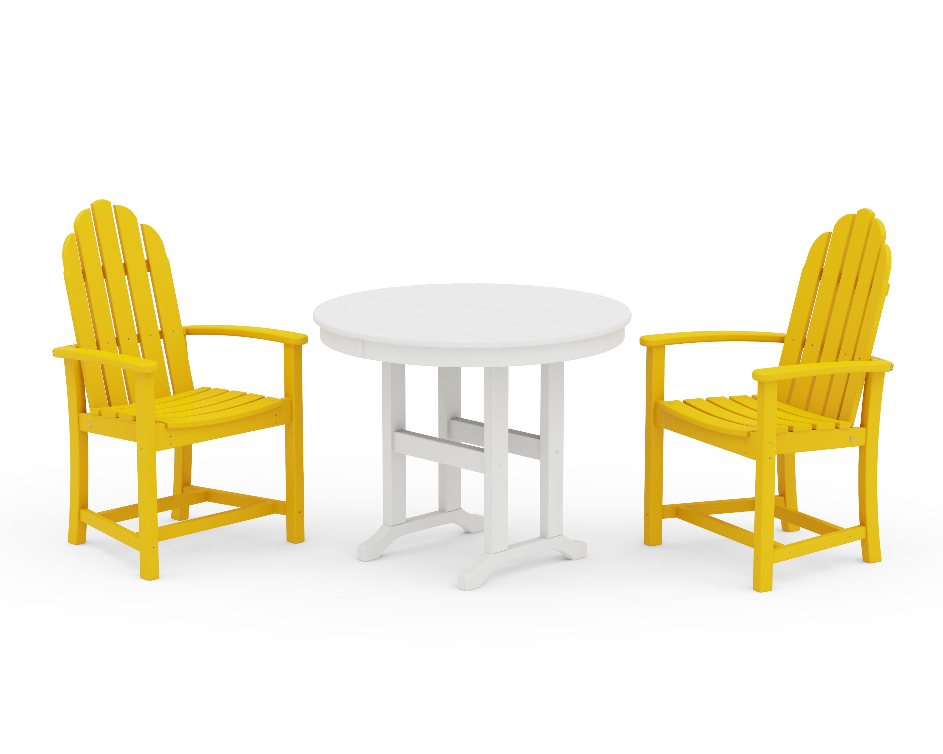 Classic Adirondack 3-Piece Round Dining Set in Lemon / White