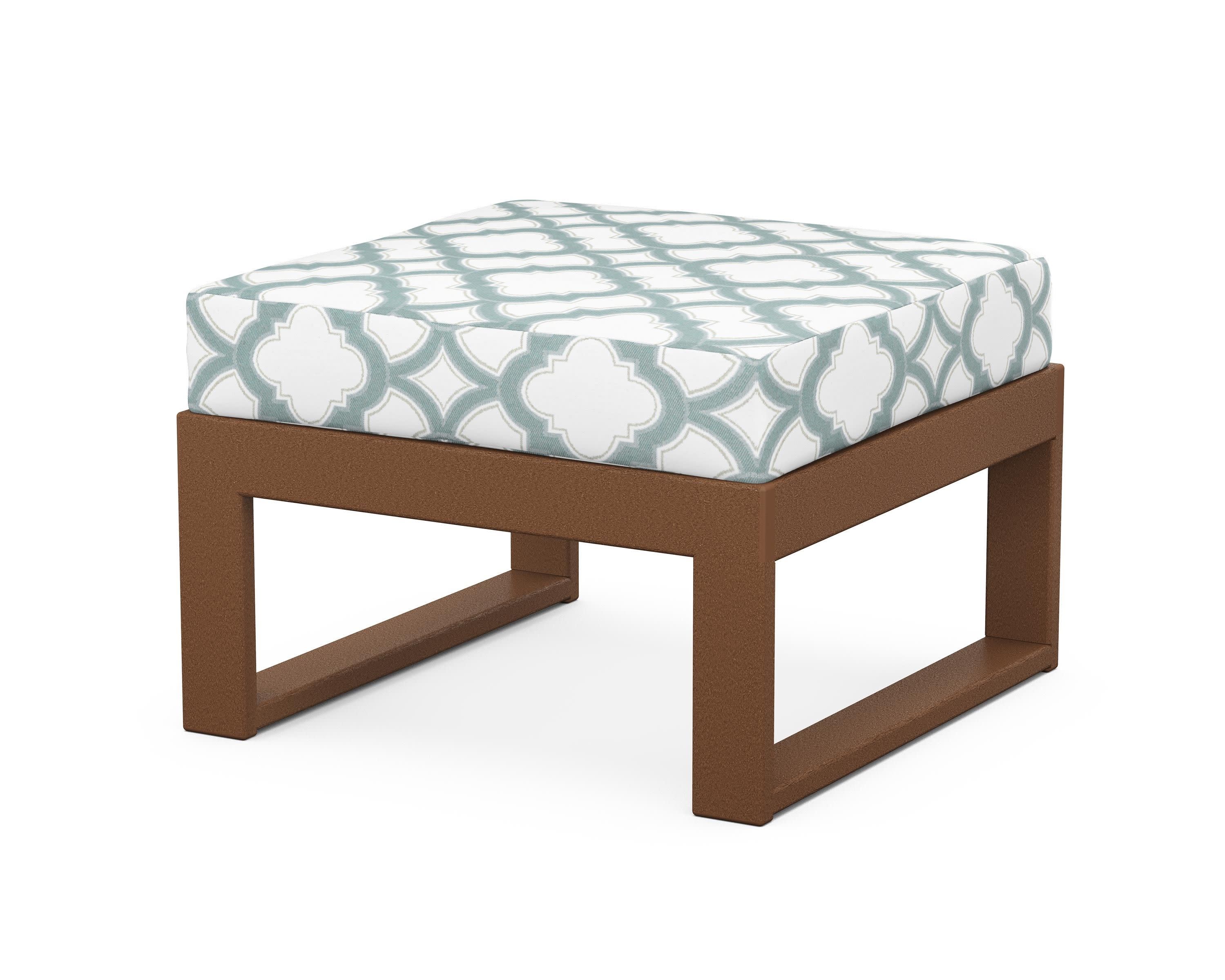 Modular Ottoman - Modern in Teak / Trellis Glacier Spa
