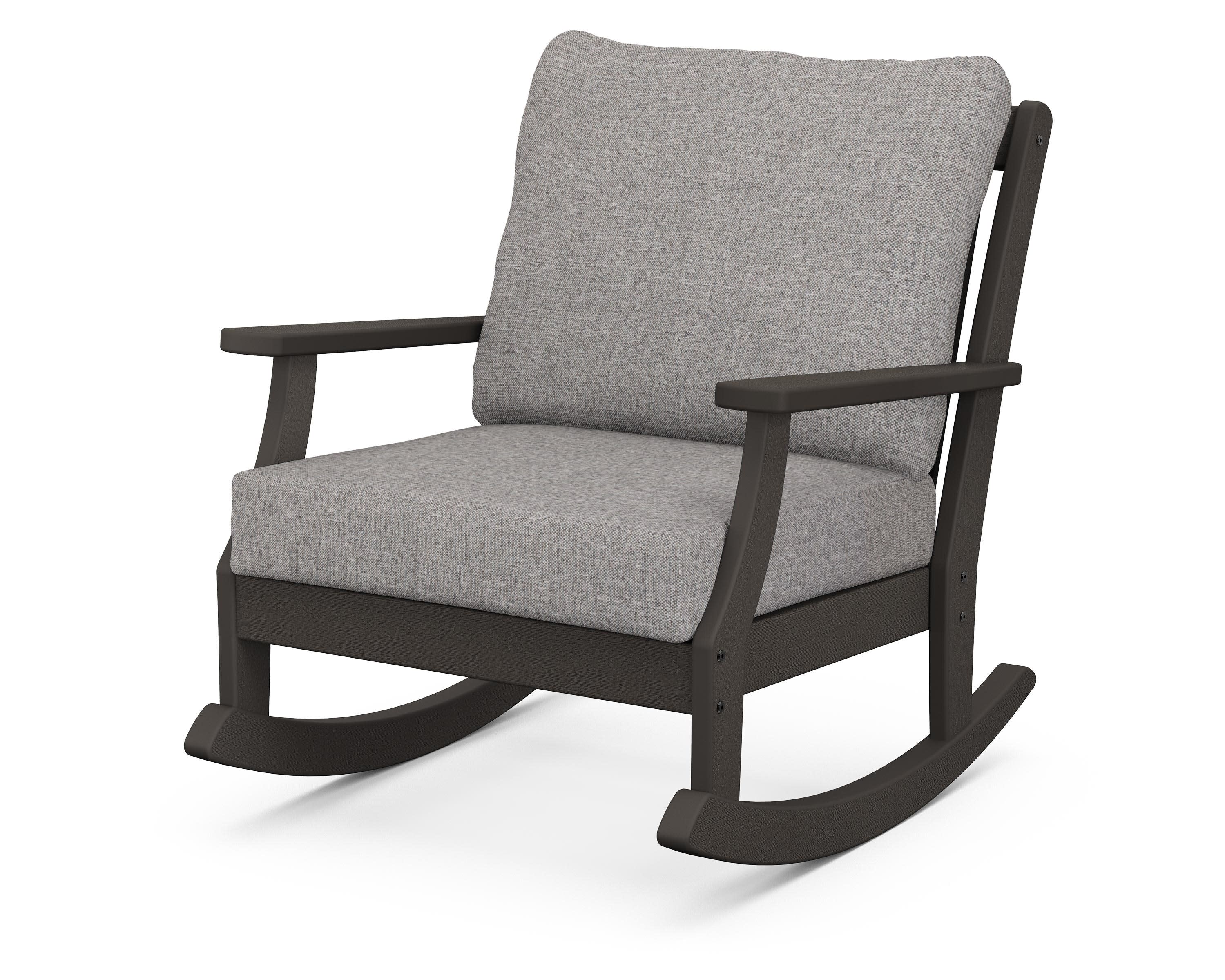 Braxton Deep Seating Rocking Chair in Vintage Coffee / Grey Mist