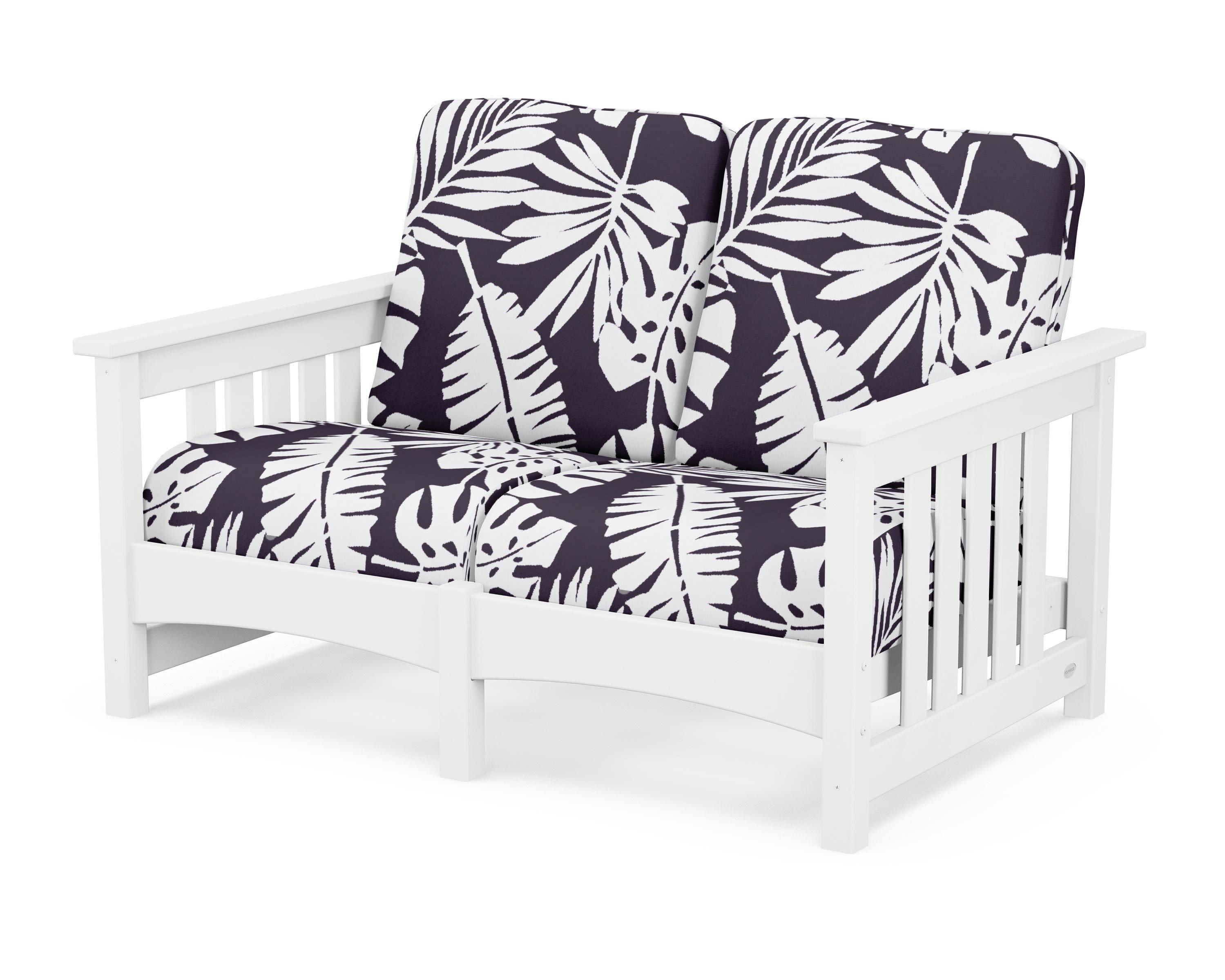 Club Mission Loveseat in White / Leaf Navy