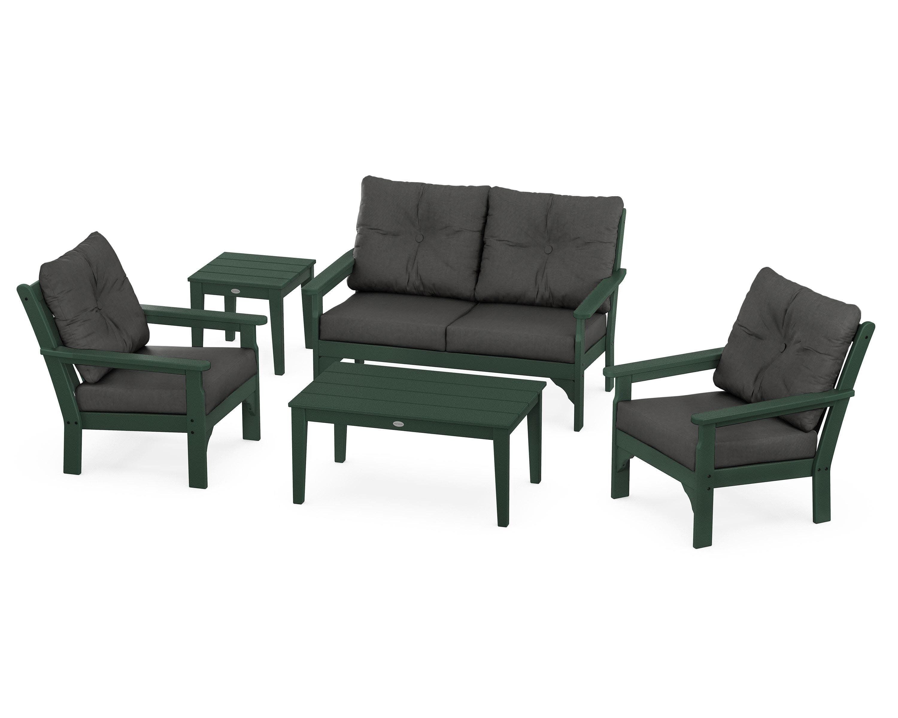 Vineyard 5-Piece Deep Seating Set in Green / Spectrum Carbon