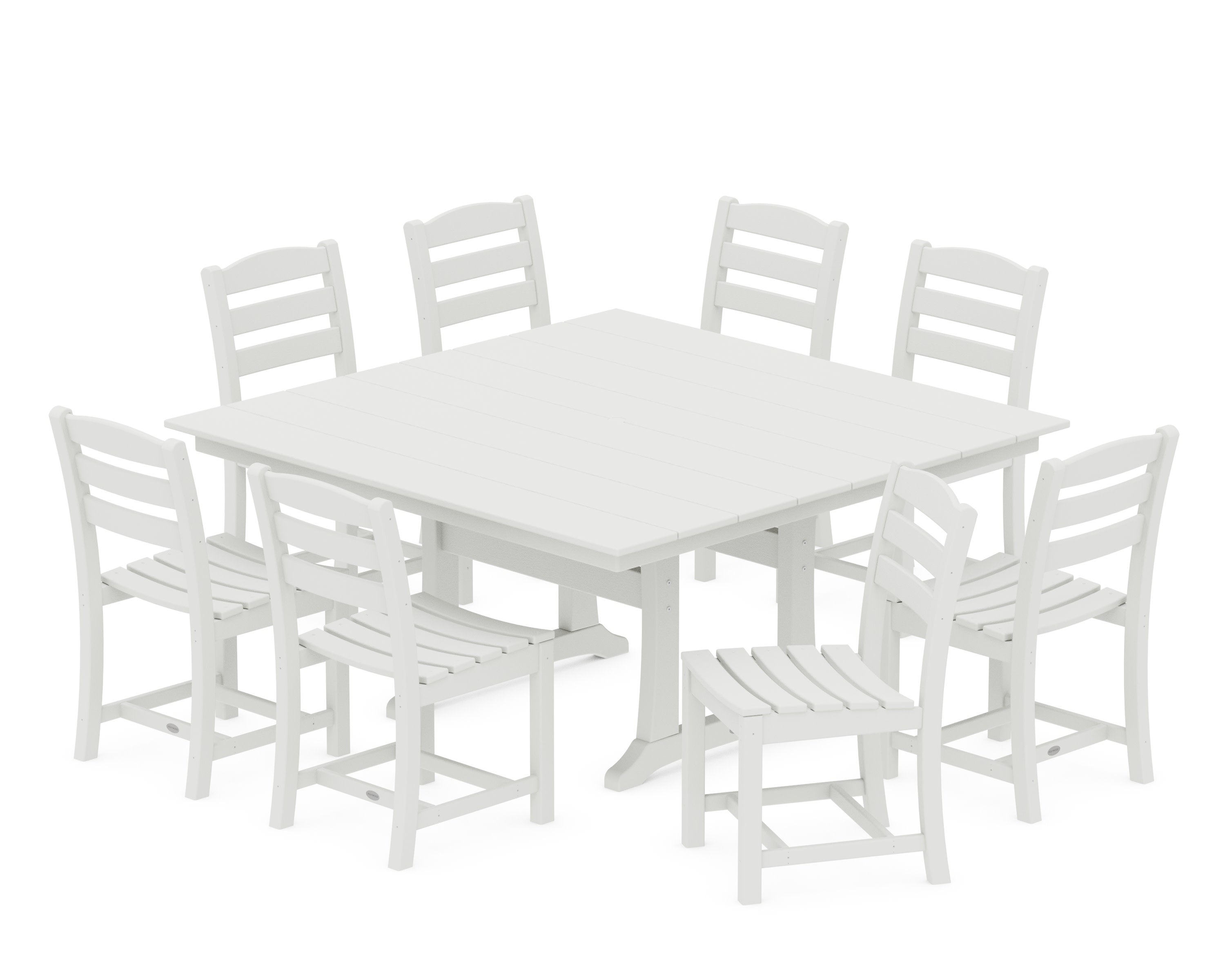 La Casa Caf 9-Piece Farmhouse Trestle Dining Set in Vintage White