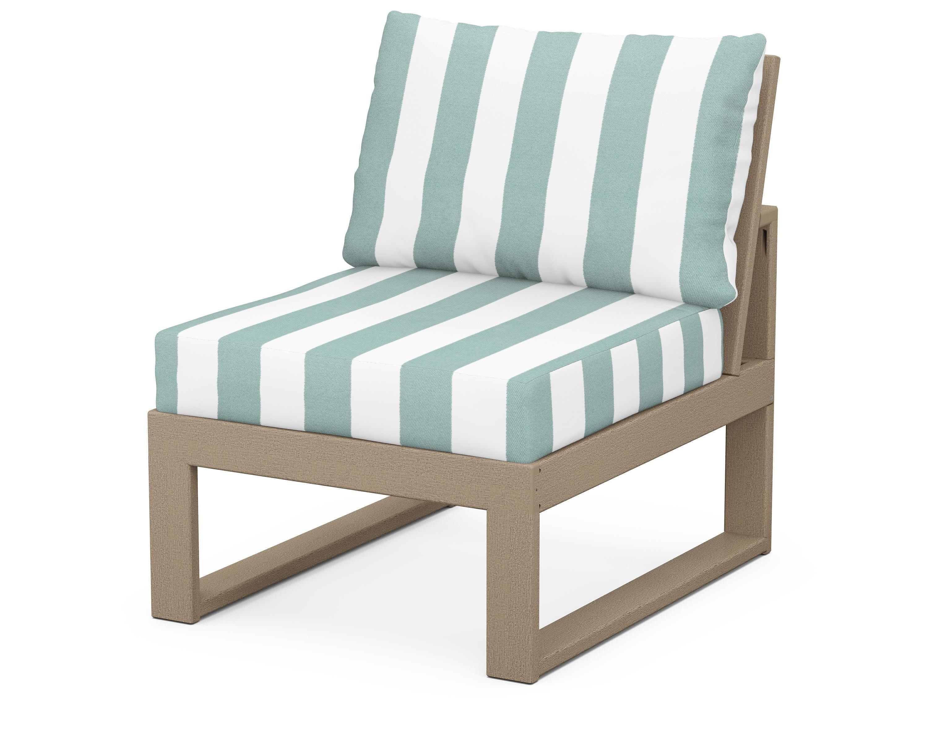 Modular Armless Chair in Vintage Sahara / Cabana Stripe Glacier Spa