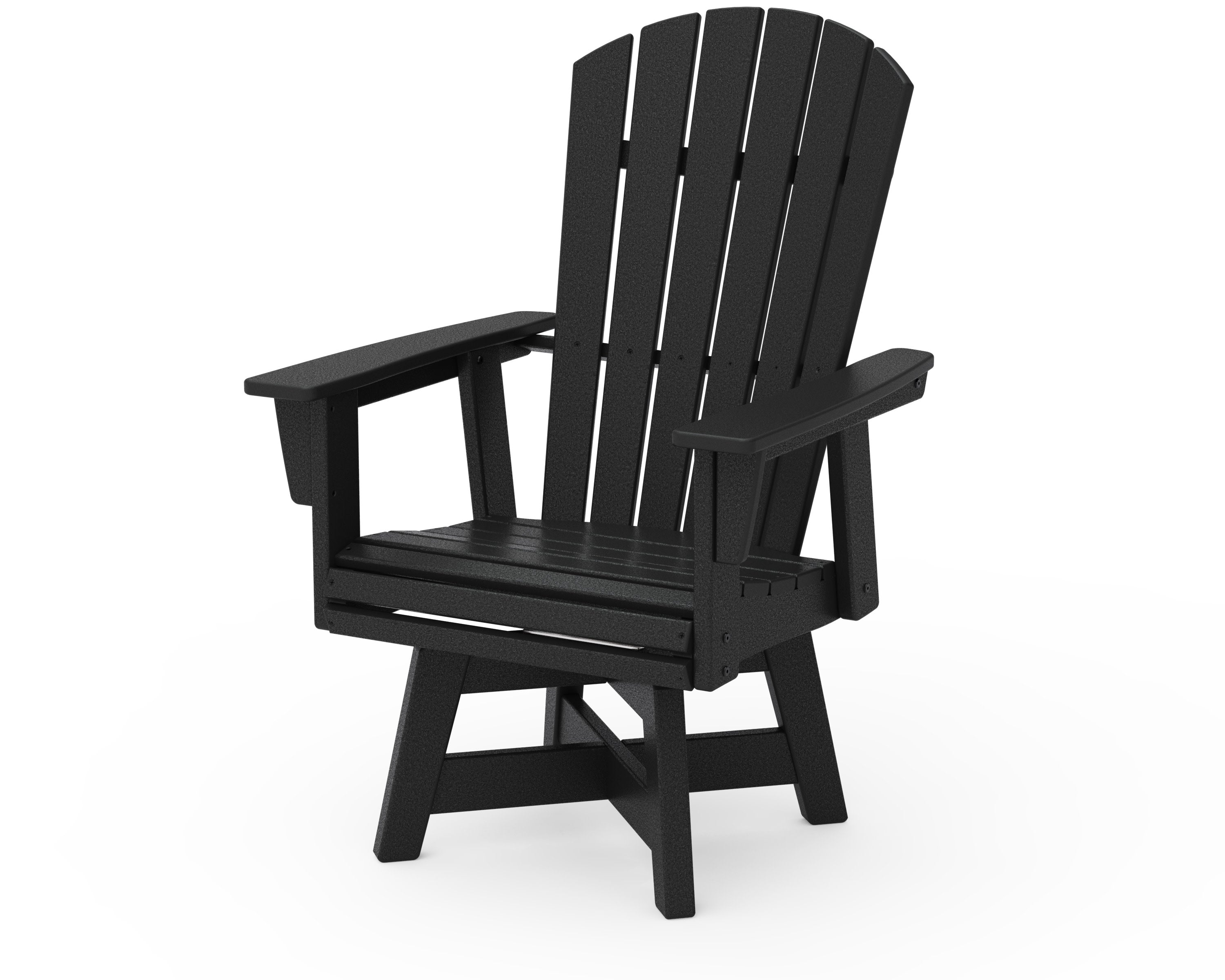 Nautical Curveback Adirondack Swivel Dining Chair in Black