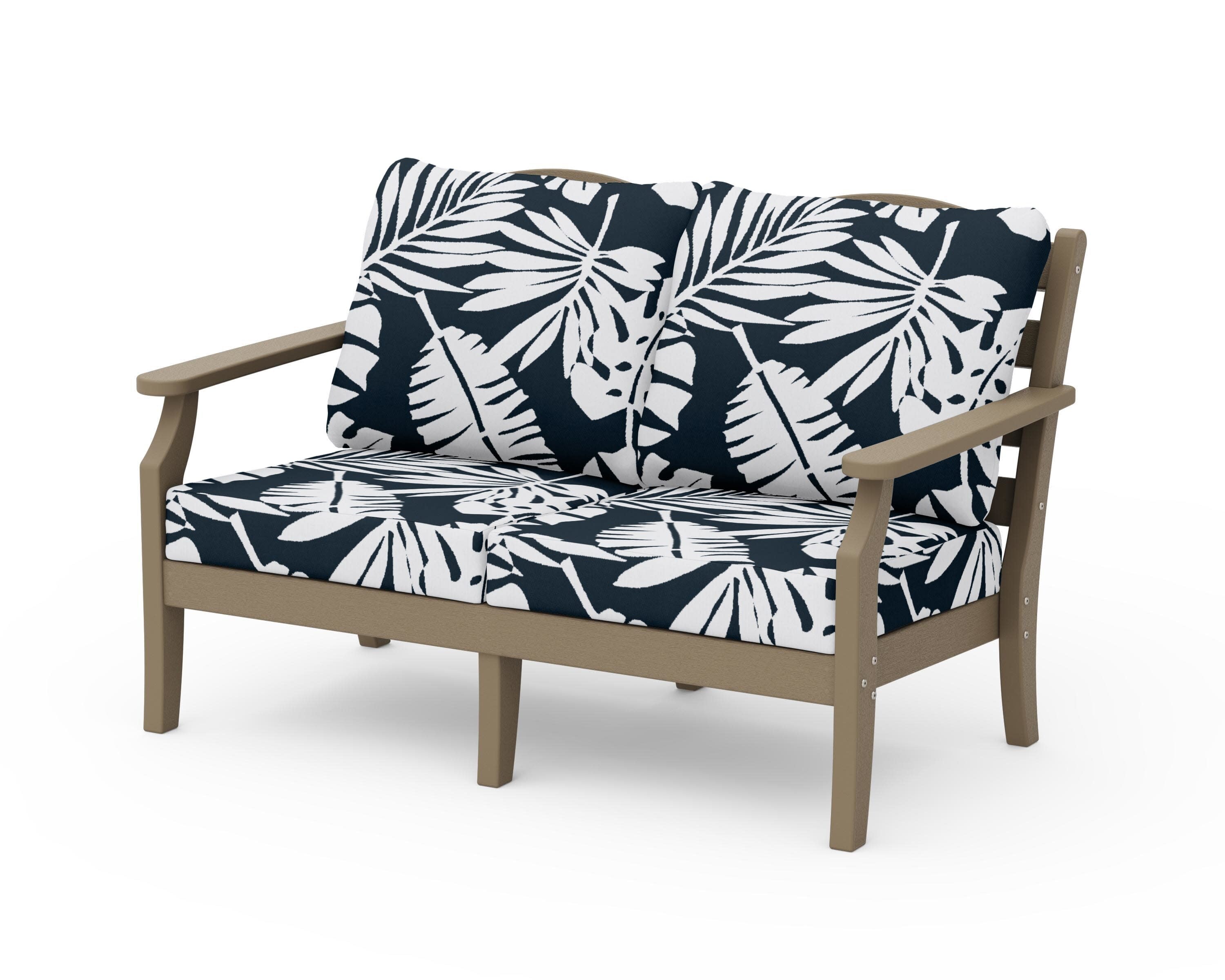 Savannah Deep Seating Loveseat in Vintage Sahara / Leaf Marine Indigo