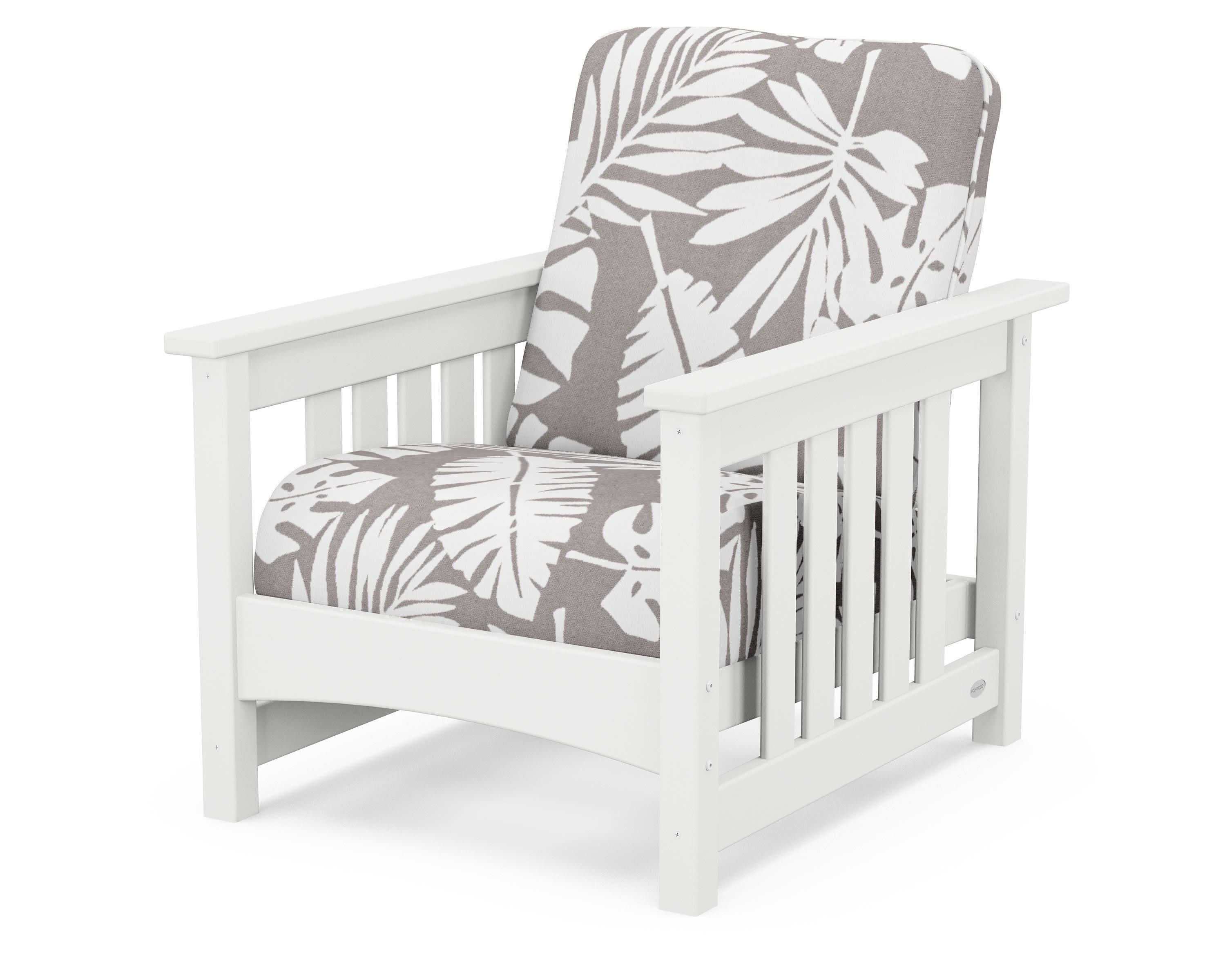 Club Mission Chair in White / Leaf Grey Mist