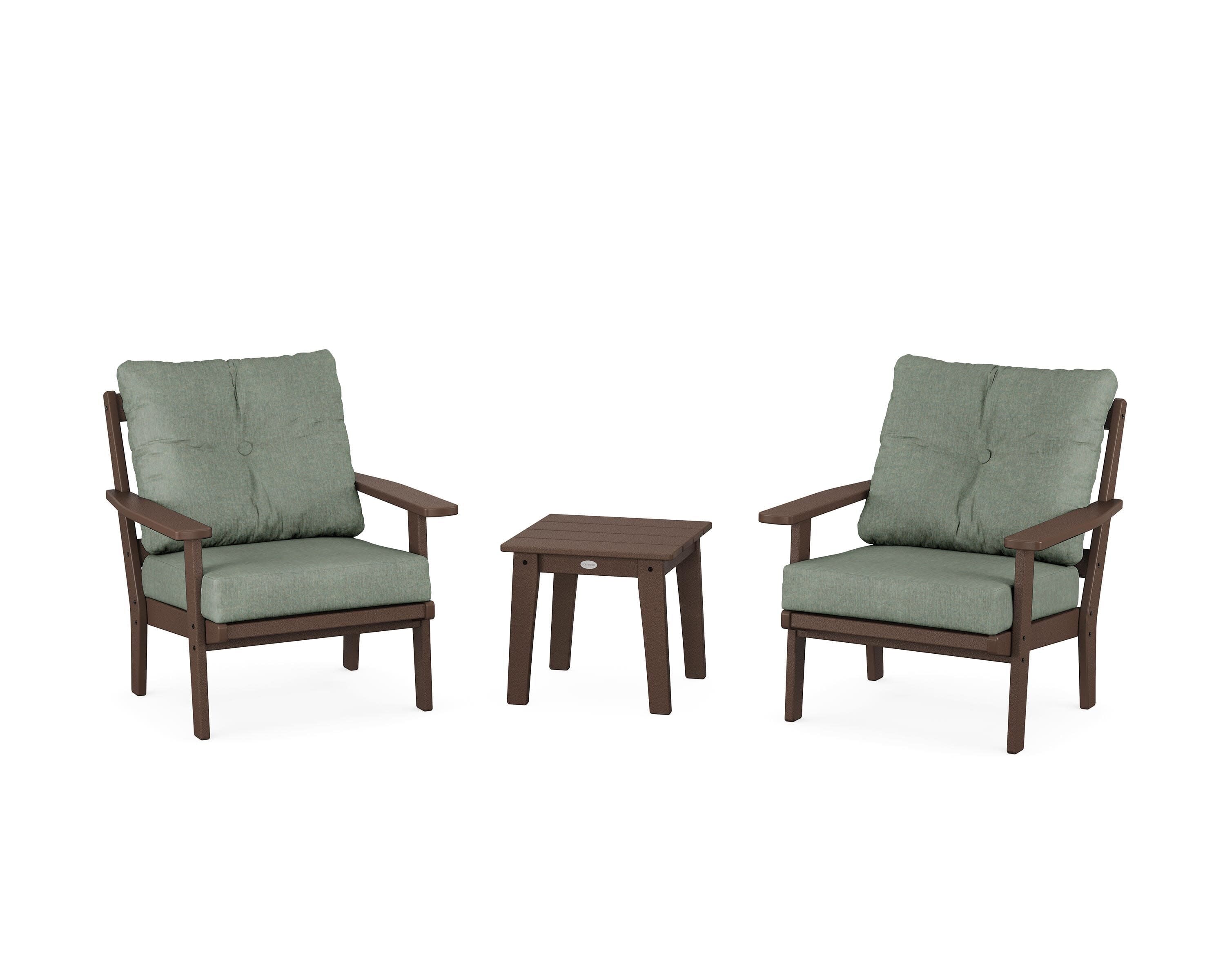 Prairie 3-Piece Deep Seating Set in Mahogany / Cast Sage