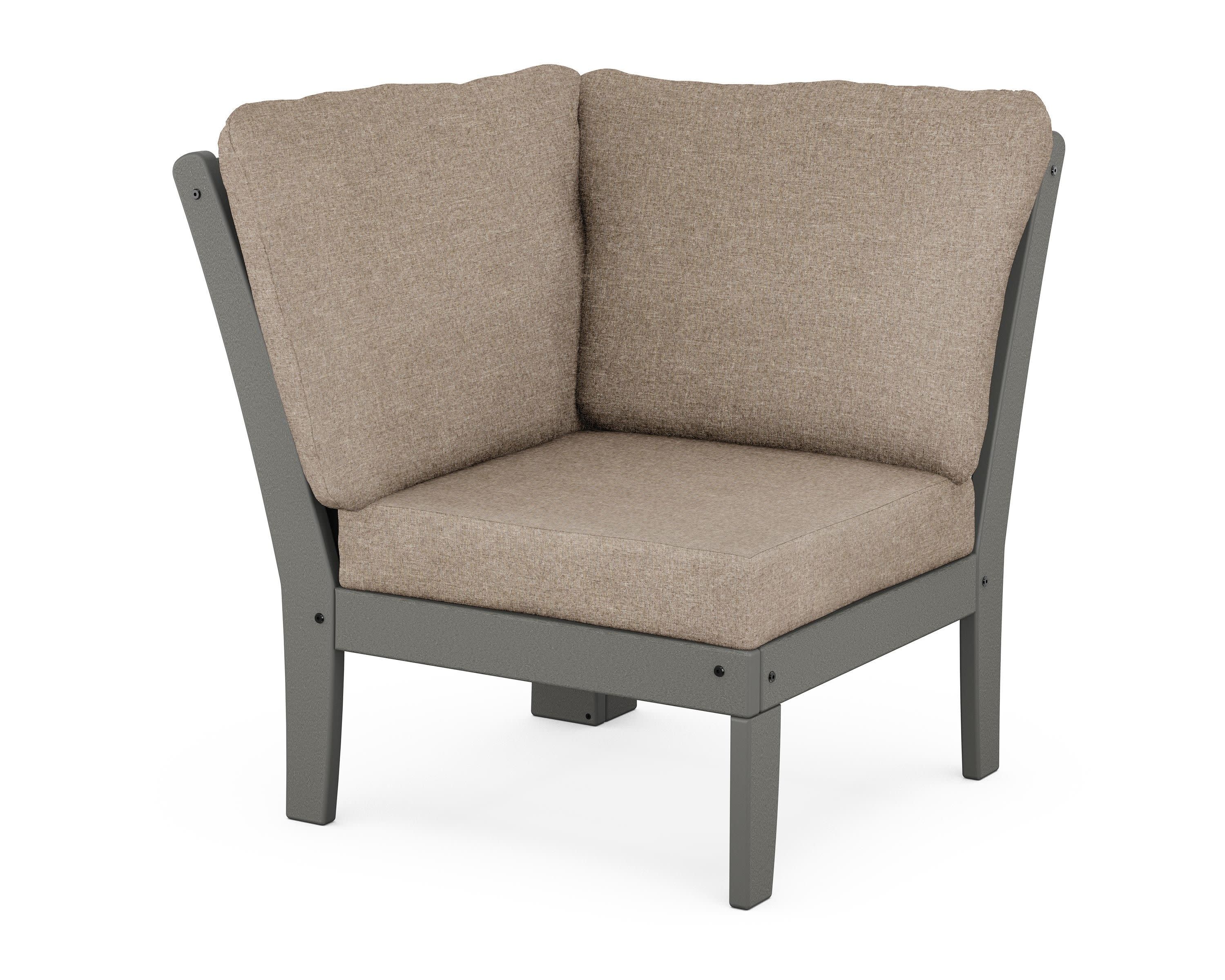 Braxton Modular Corner Chair in Slate Grey / Spiced Burlap