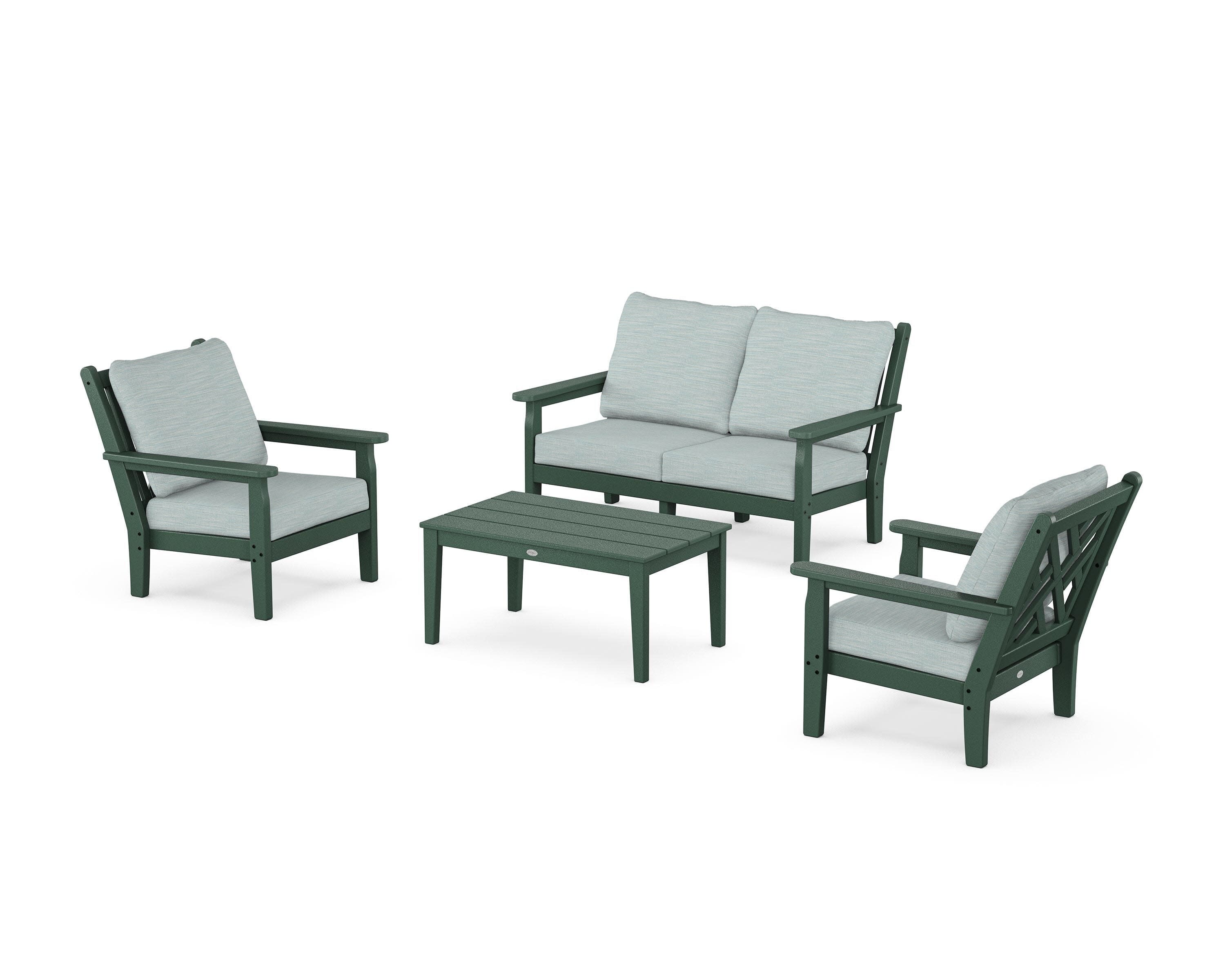Chippendale 4-Piece Deep Seating Set with Loveseat in Green / Soothe Mist