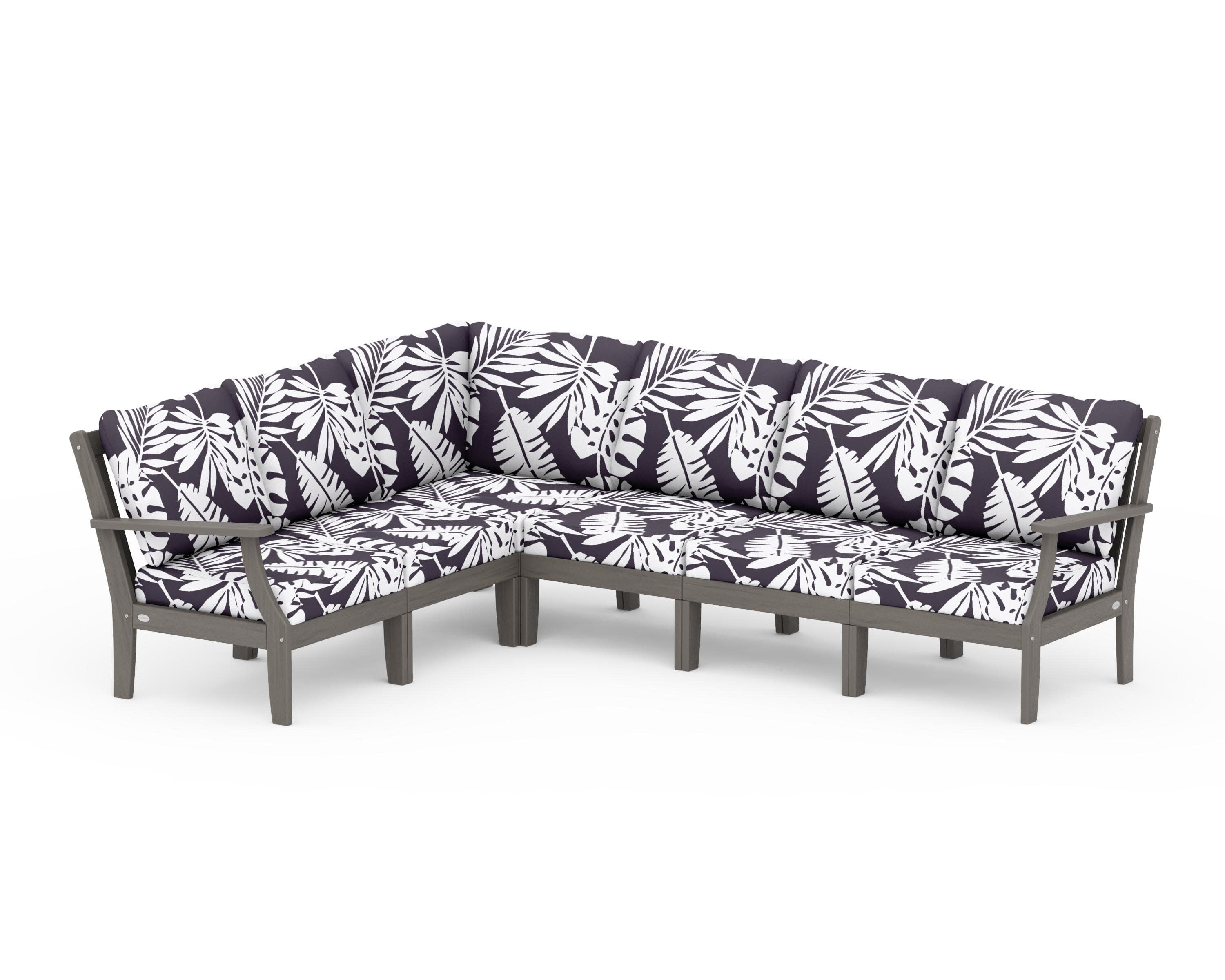 Braxton Modular 6-Piece Deep Seating Set in Driftwood / Leaf Navy