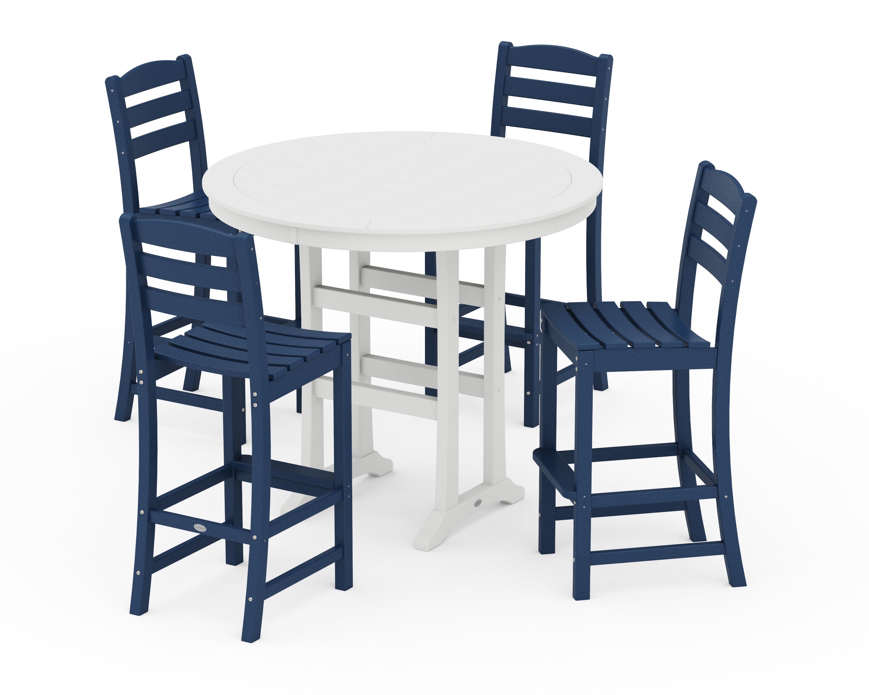 La Casa Caf 5-Piece Side Chair Bar Dining Set in Navy / White