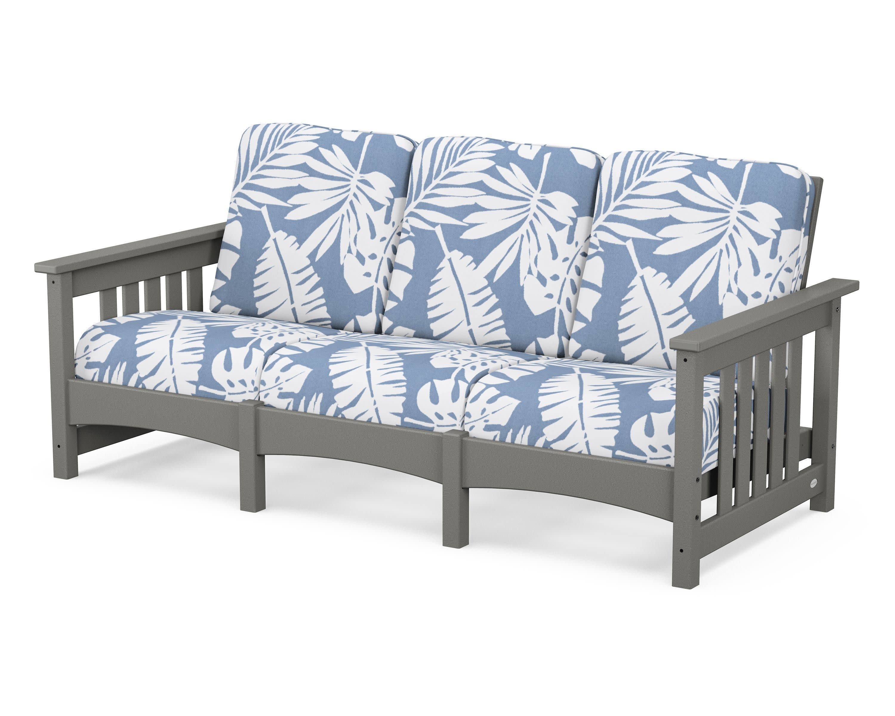 Club Mission Sofa in Slate Grey / Leaf Sky Blue