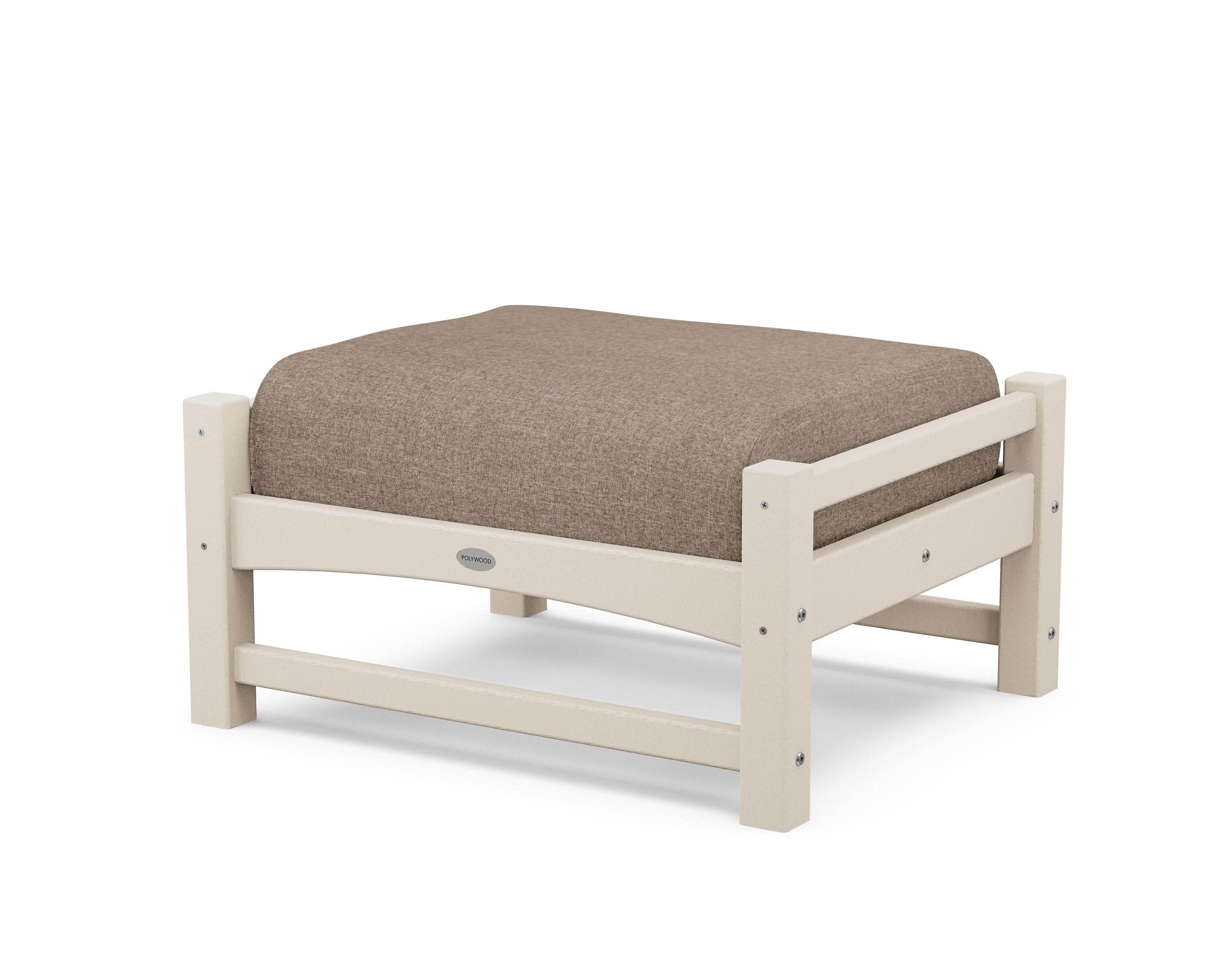 Club Ottoman in Sand / Spiced Burlap