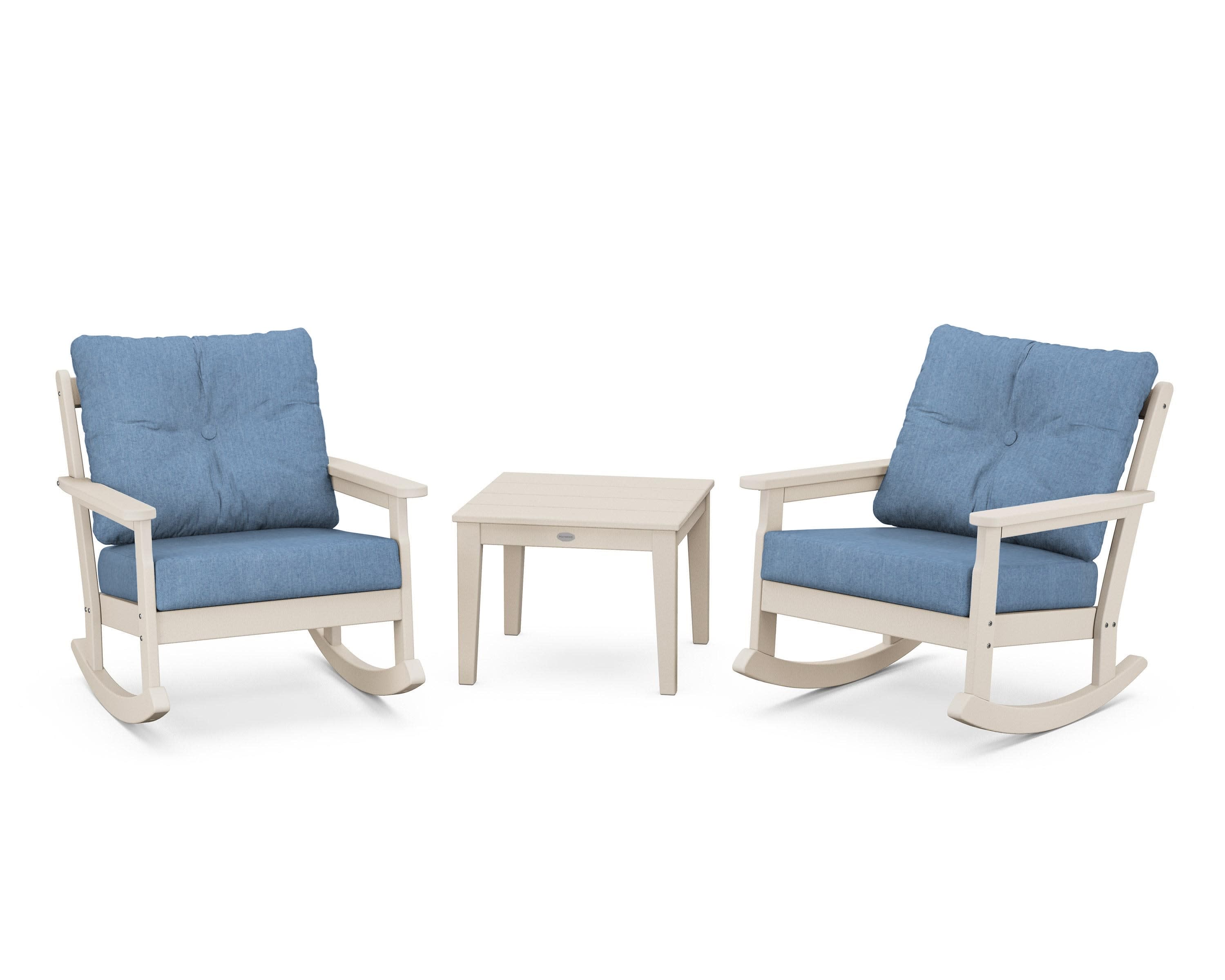 Vineyard 3-Piece Deep Seating Rocker Set in Sand / Sky Blue