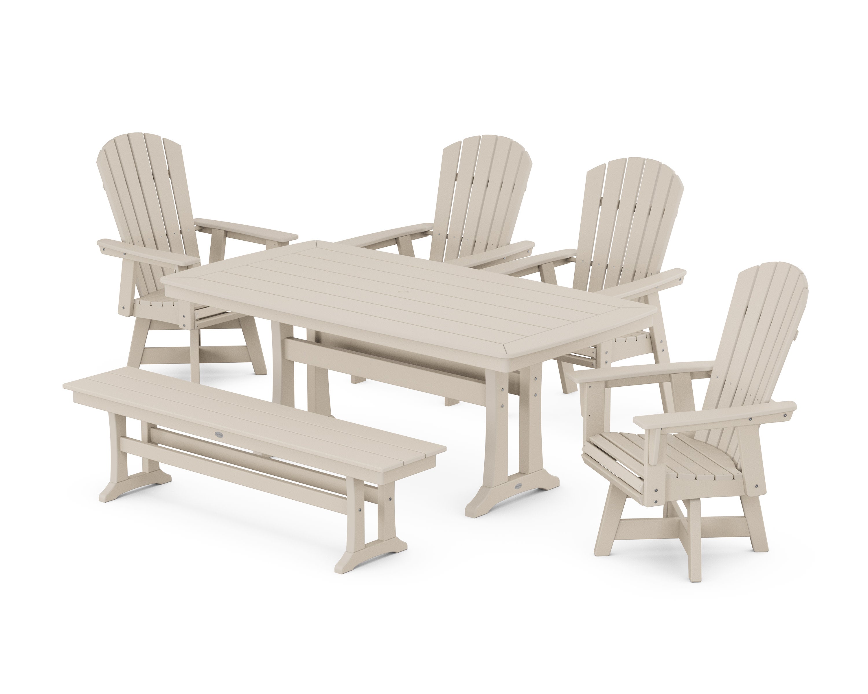 Nautical Adirondack Swivel 6-Piece Dining Set with Trestle Legs in Sand