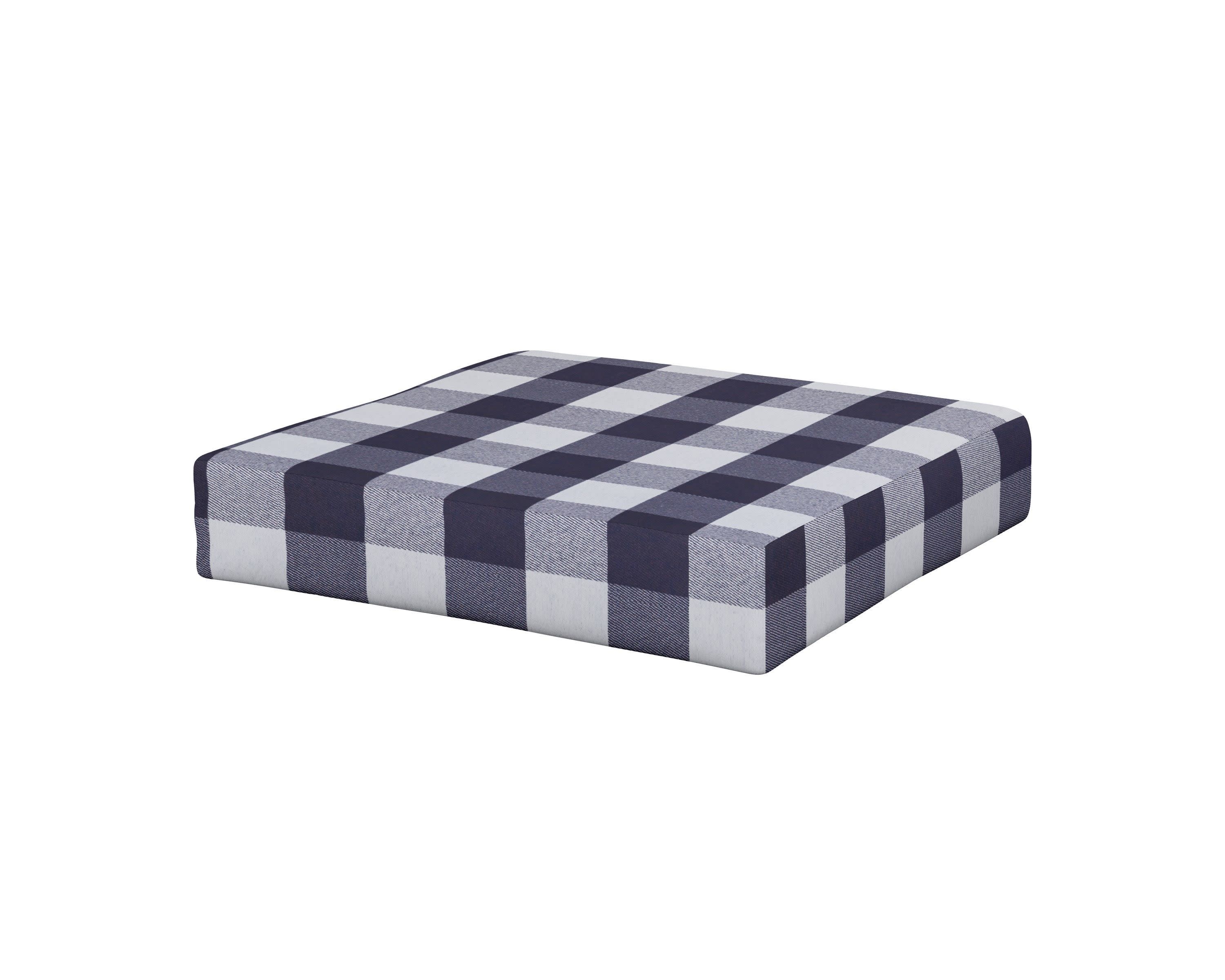 Vineyard Ottoman Cushion in Buffalo Plaid Navy