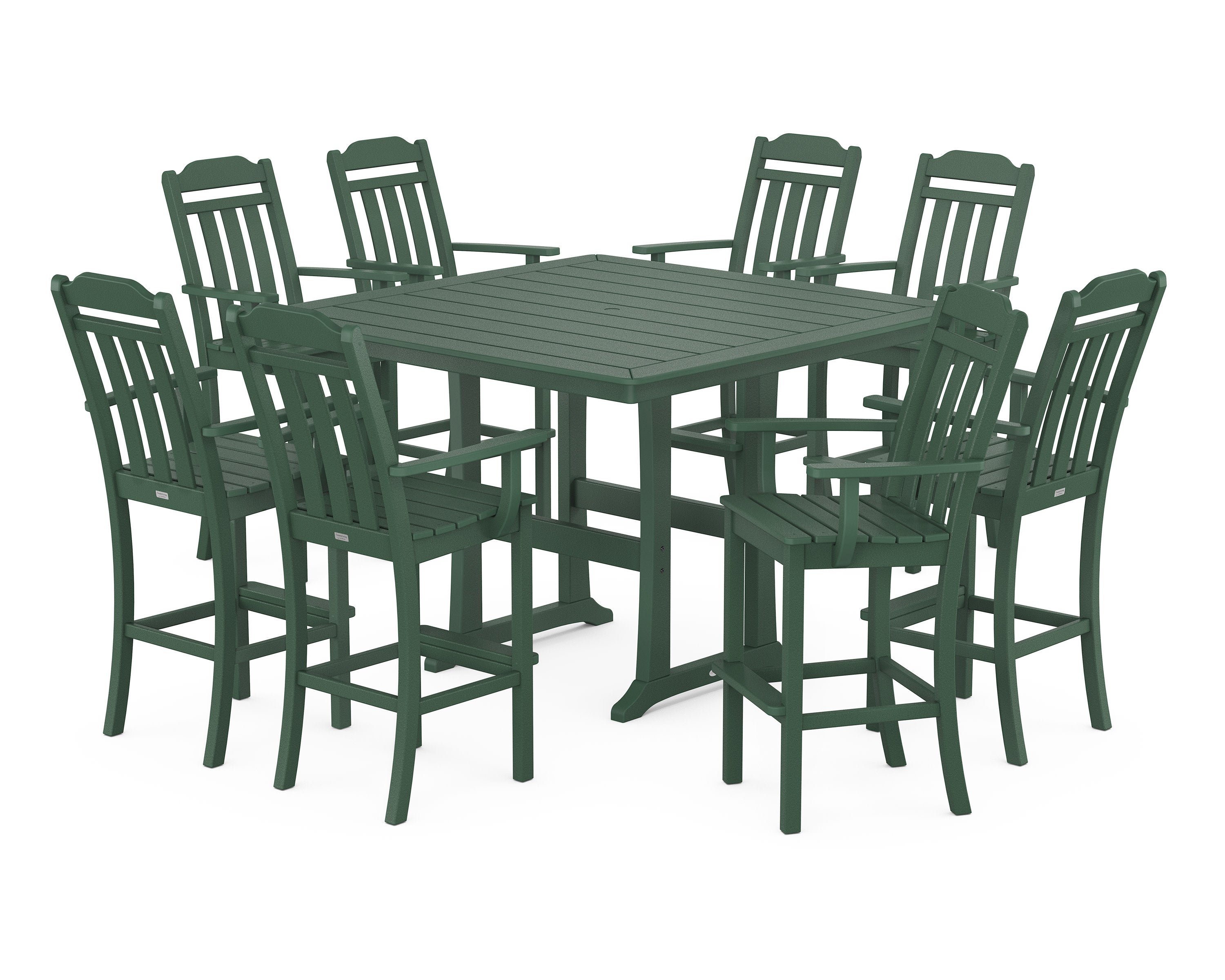 Cottage 9-Piece Bar Set with Trestle Legs in Green