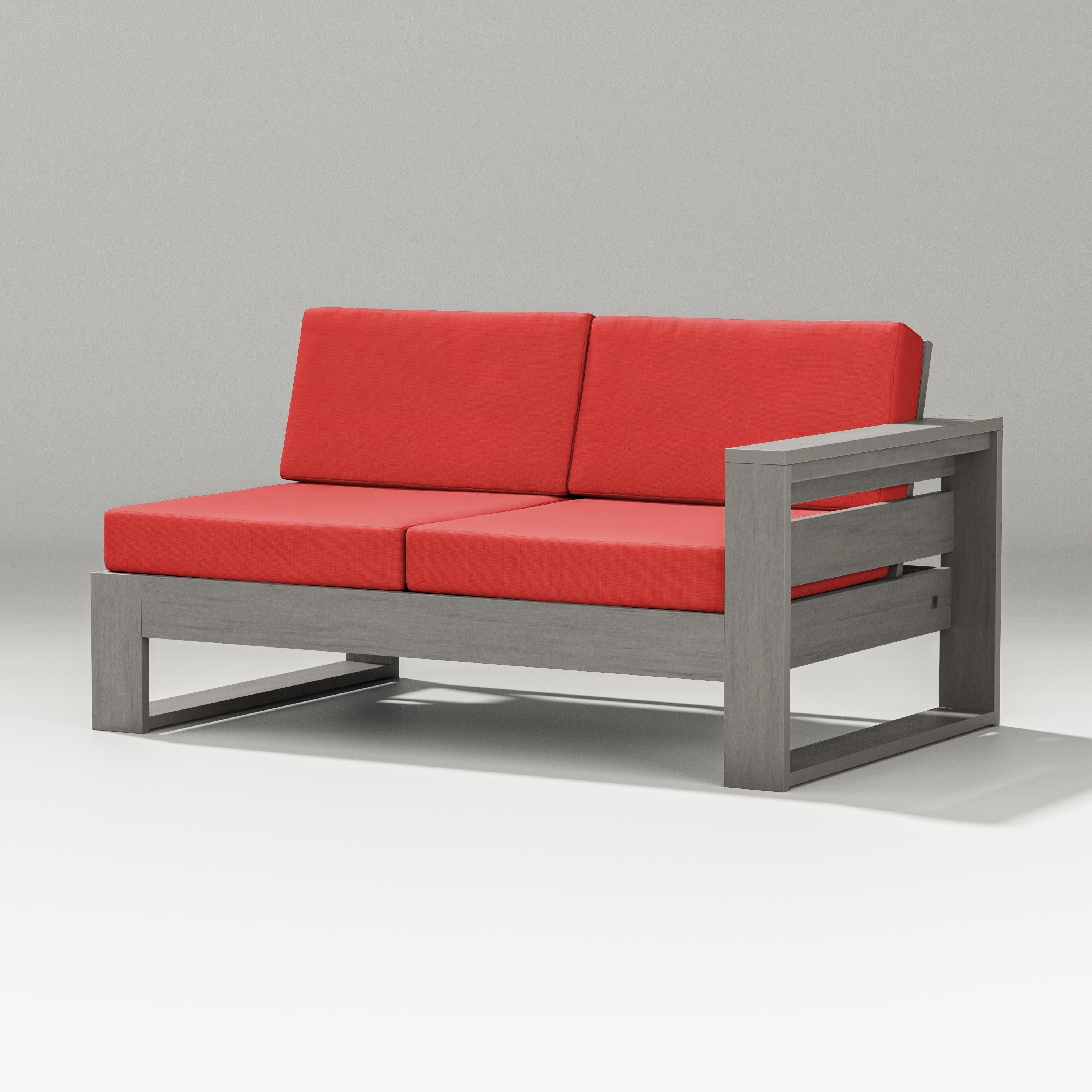 Latitude Modular Right Arm Loveseat in Driftwood / Crimson Linen