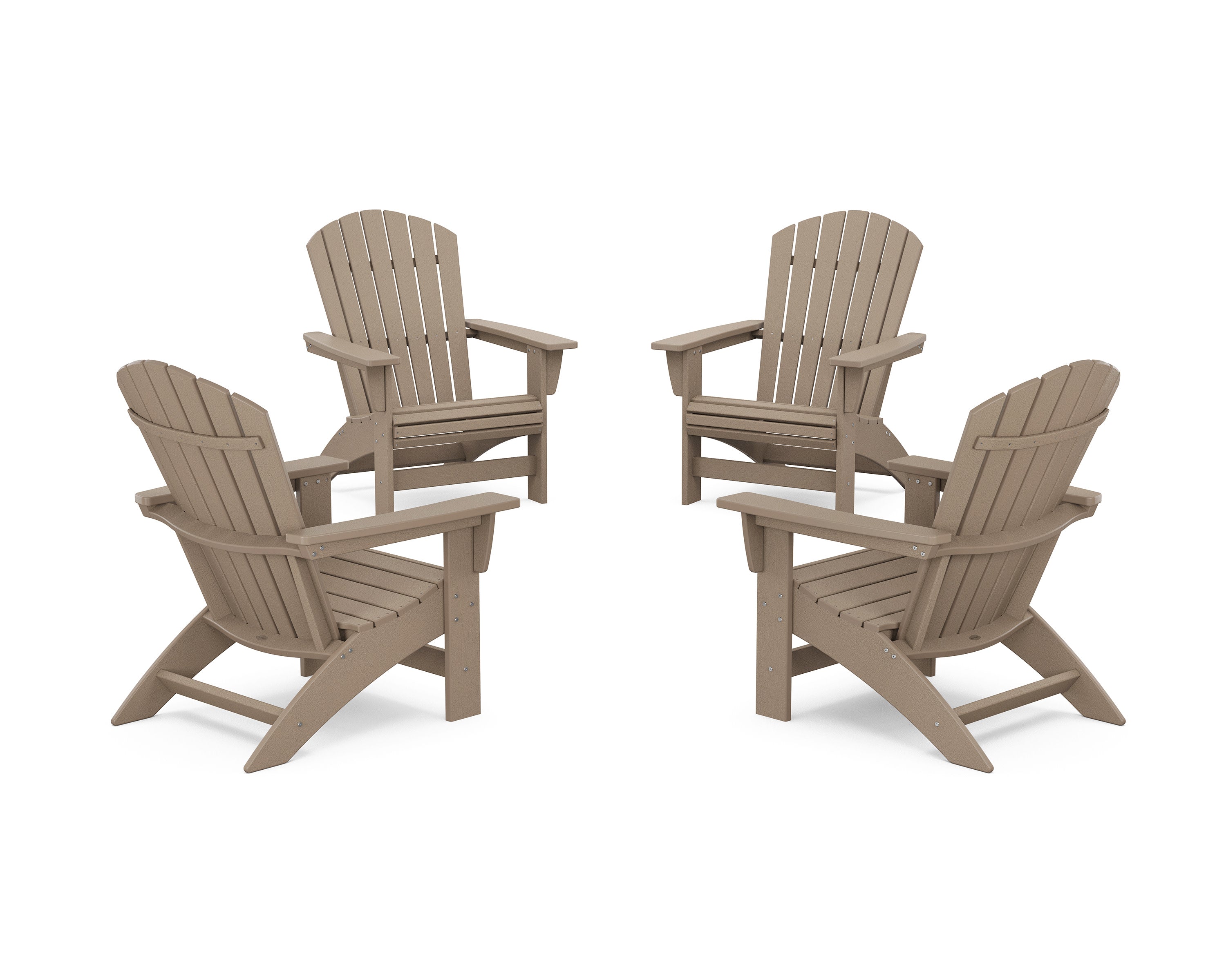 4-Piece Nautical Grand Adirondack Chair Conversation Set in Vintage Sahara
