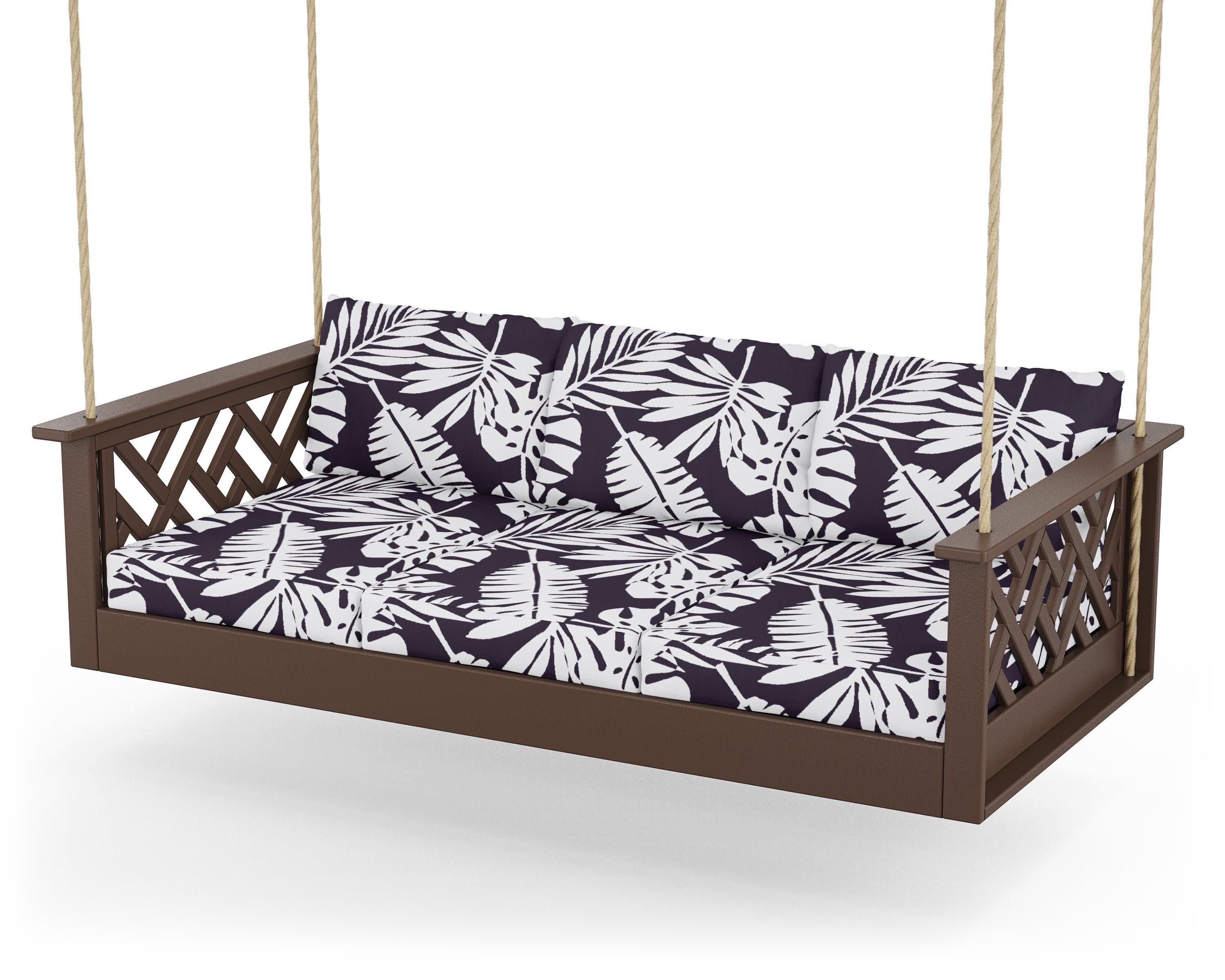 Chippendale Daybed Swing in Mahogany / Leaf Navy